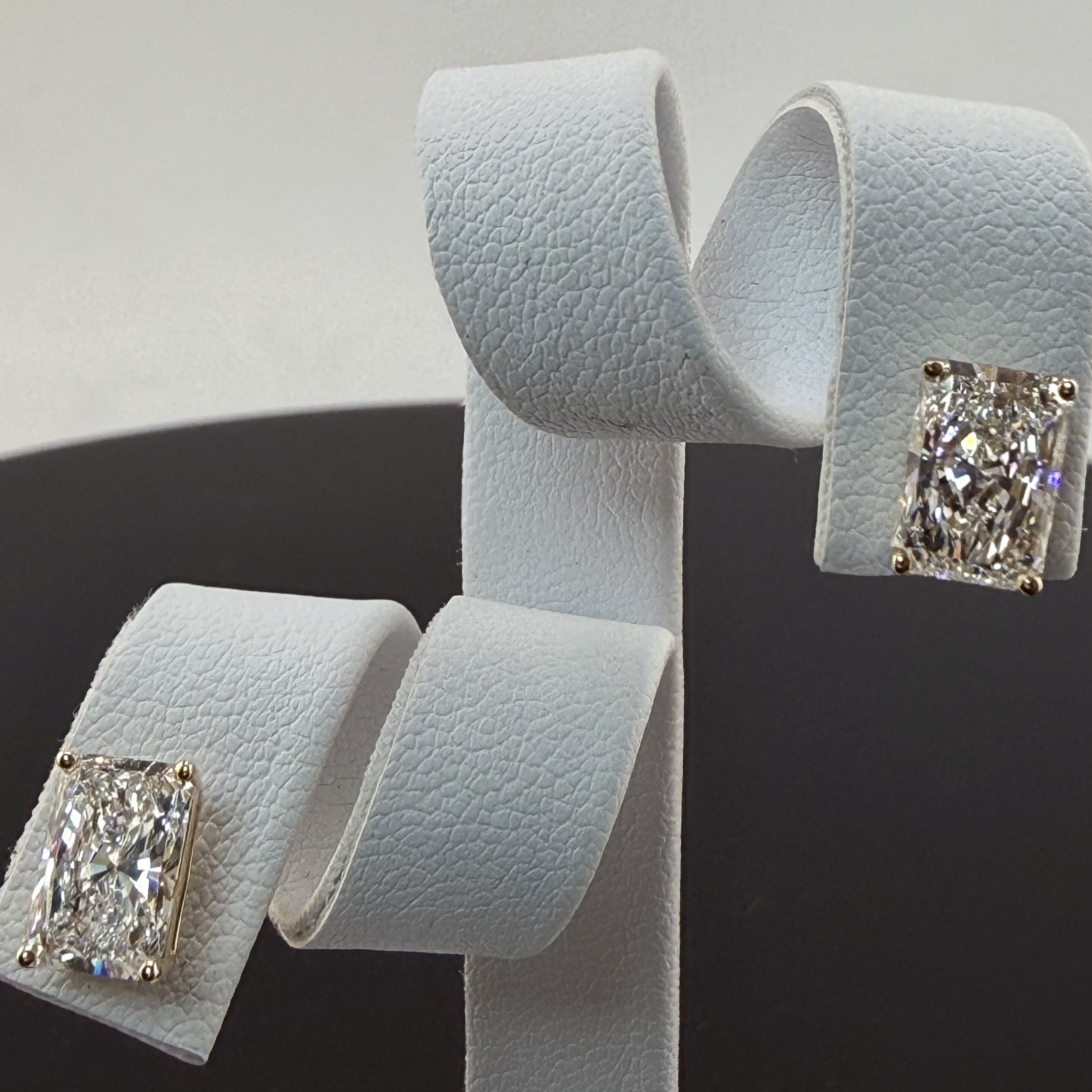 3.16cttw Radiant IGI Certified Lab Grown Diamond Stud 14K Yellow Gold Earrings