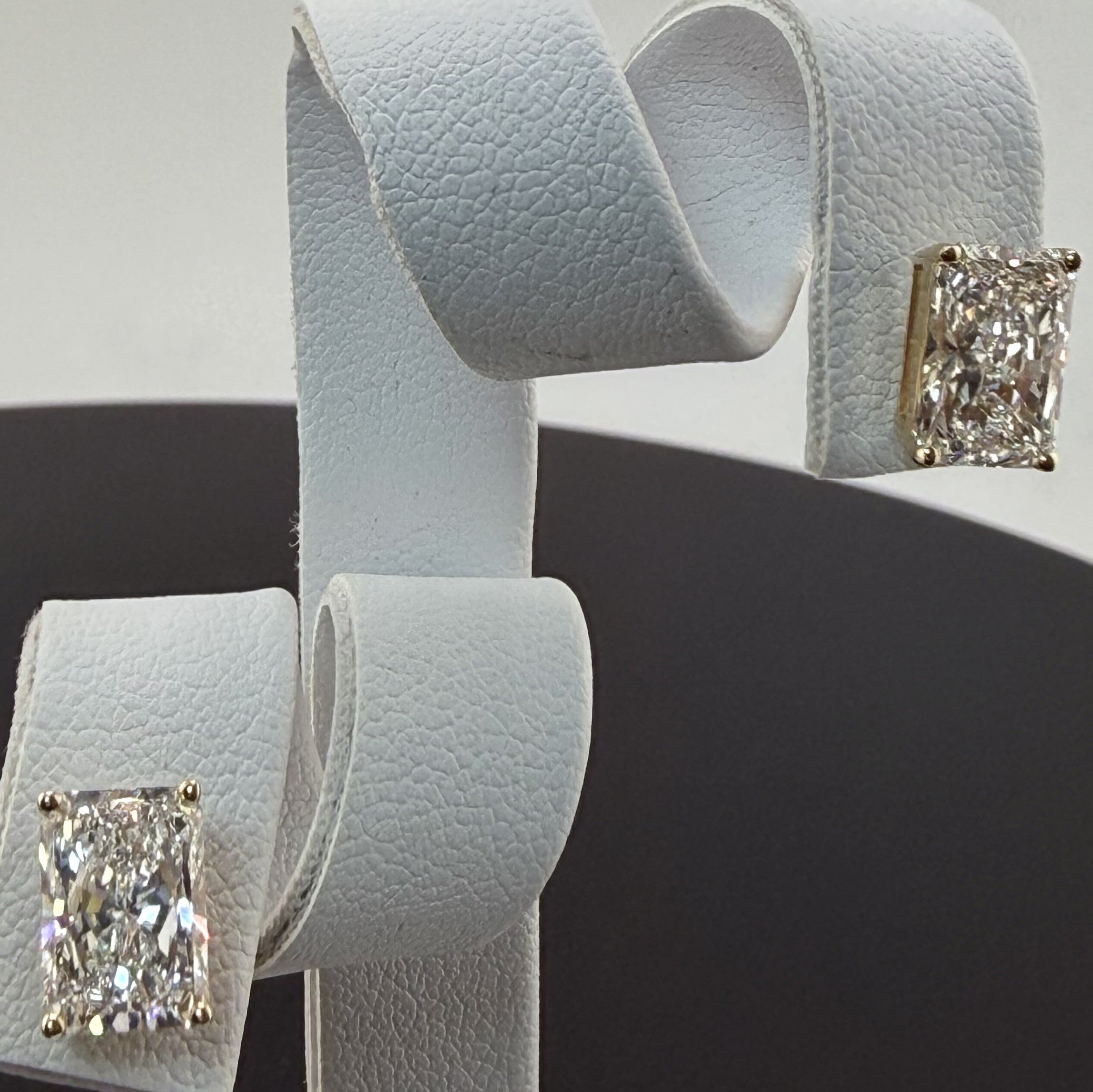 3.16cttw Radiant IGI Certified Lab Grown Diamond Stud 14K Yellow Gold Earrings