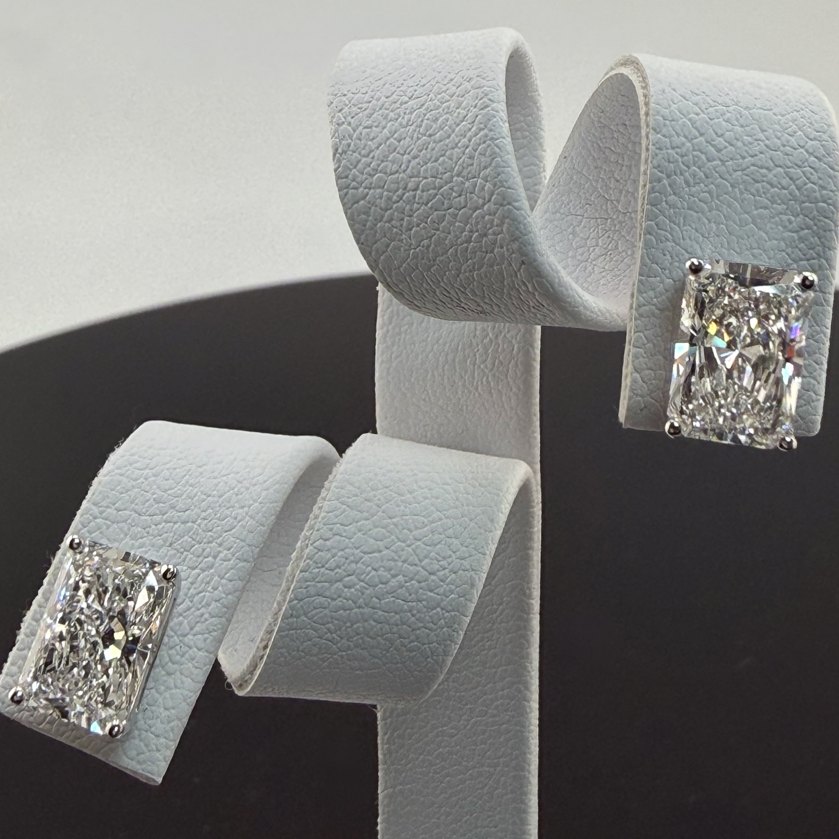 4cttw Radiant IGI Certified Lab Grown Diamond Stud 14K White Gold Earrings