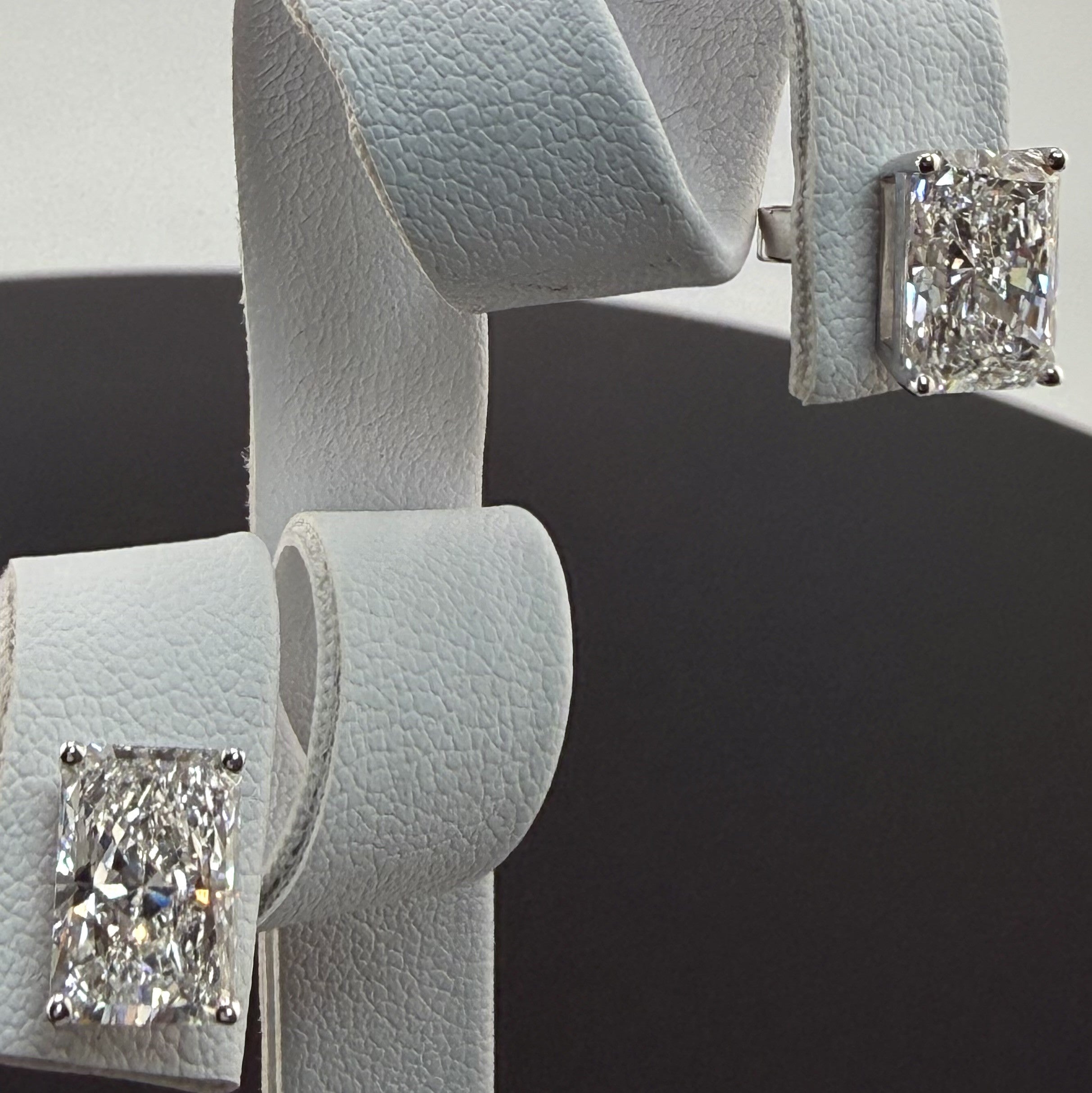 4cttw Radiant IGI Certified Lab Grown Diamond Stud 14K White Gold Earrings