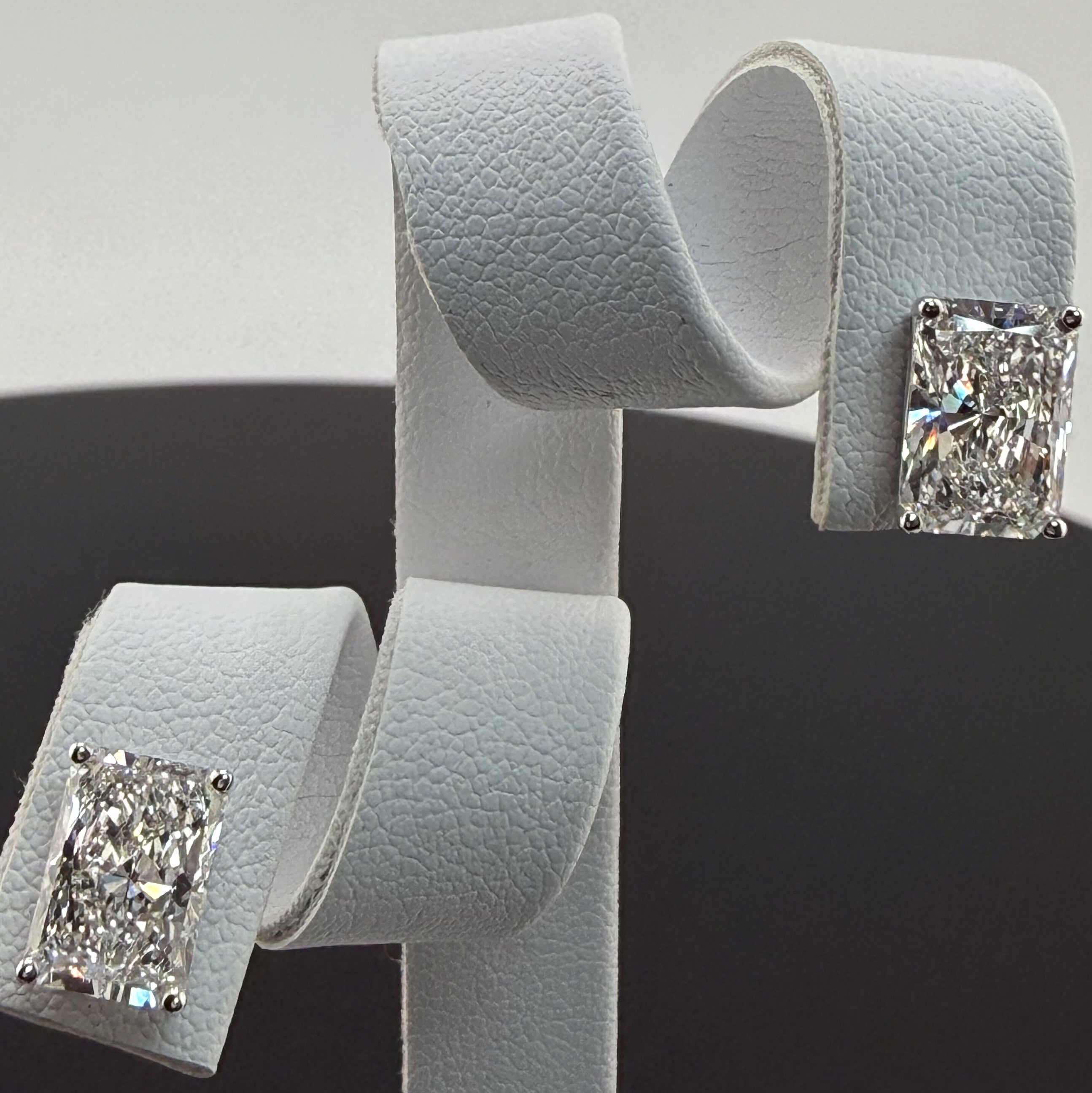 4cttw Radiant IGI Certified Lab Grown Diamond Stud 14K White Gold Earrings
