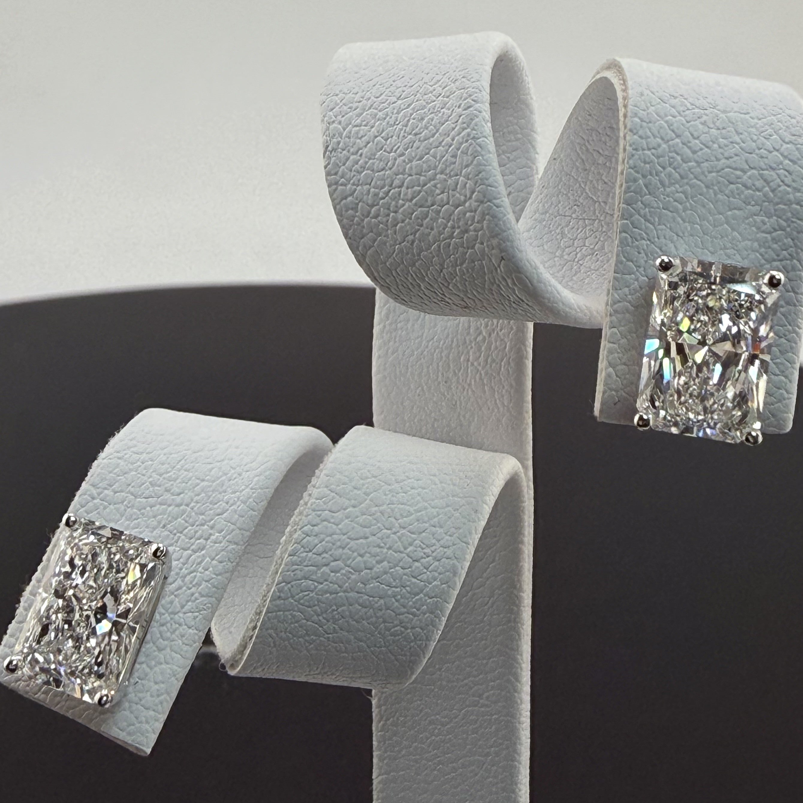 4cttw Radiant IGI Certified Lab Grown Diamond Stud 14K White Gold Earrings