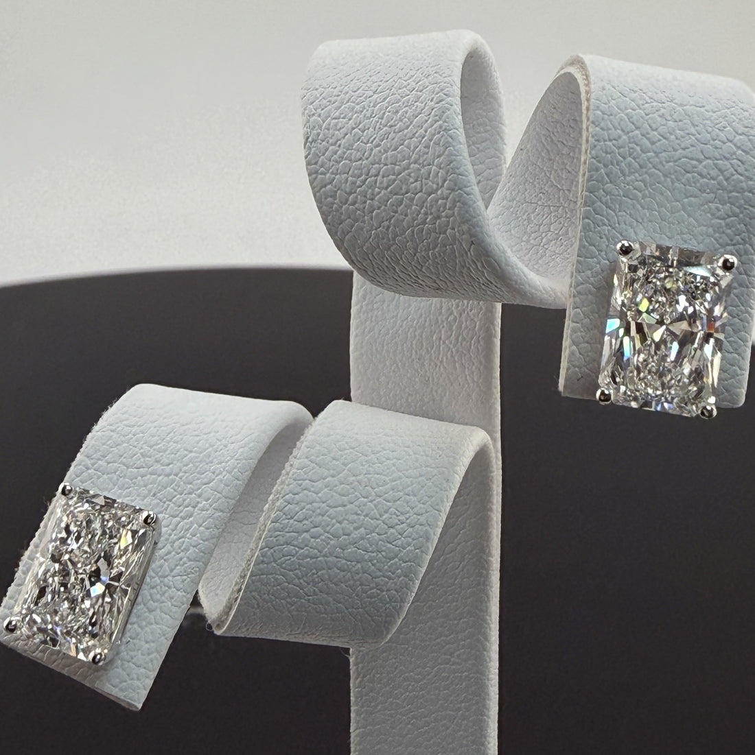 4cttw Radiant IGI Certified Lab Grown Diamond Stud 14K White Gold Earrings