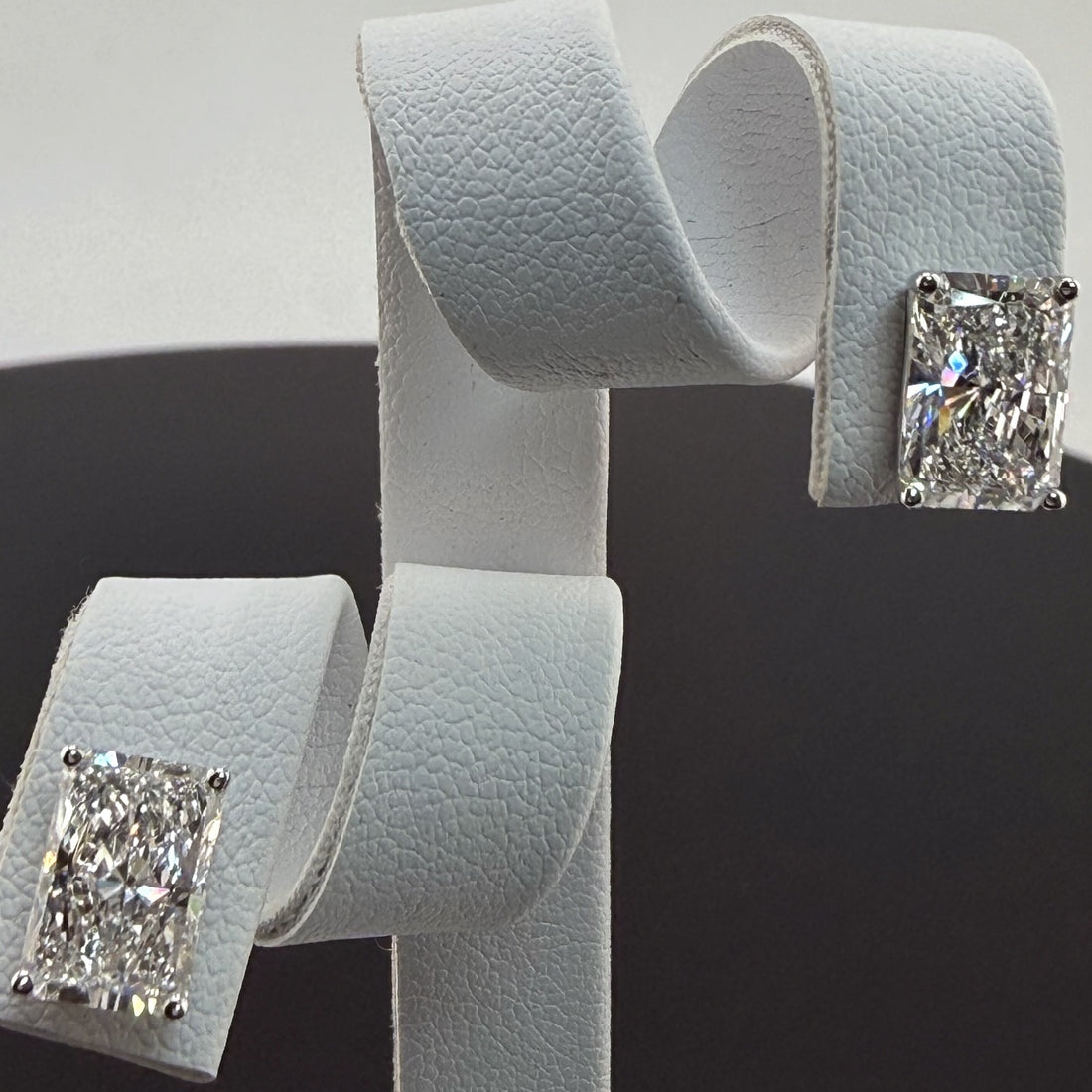 4cttw Radiant IGI Certified Lab Grown Diamond Stud 14K White Gold Earrings