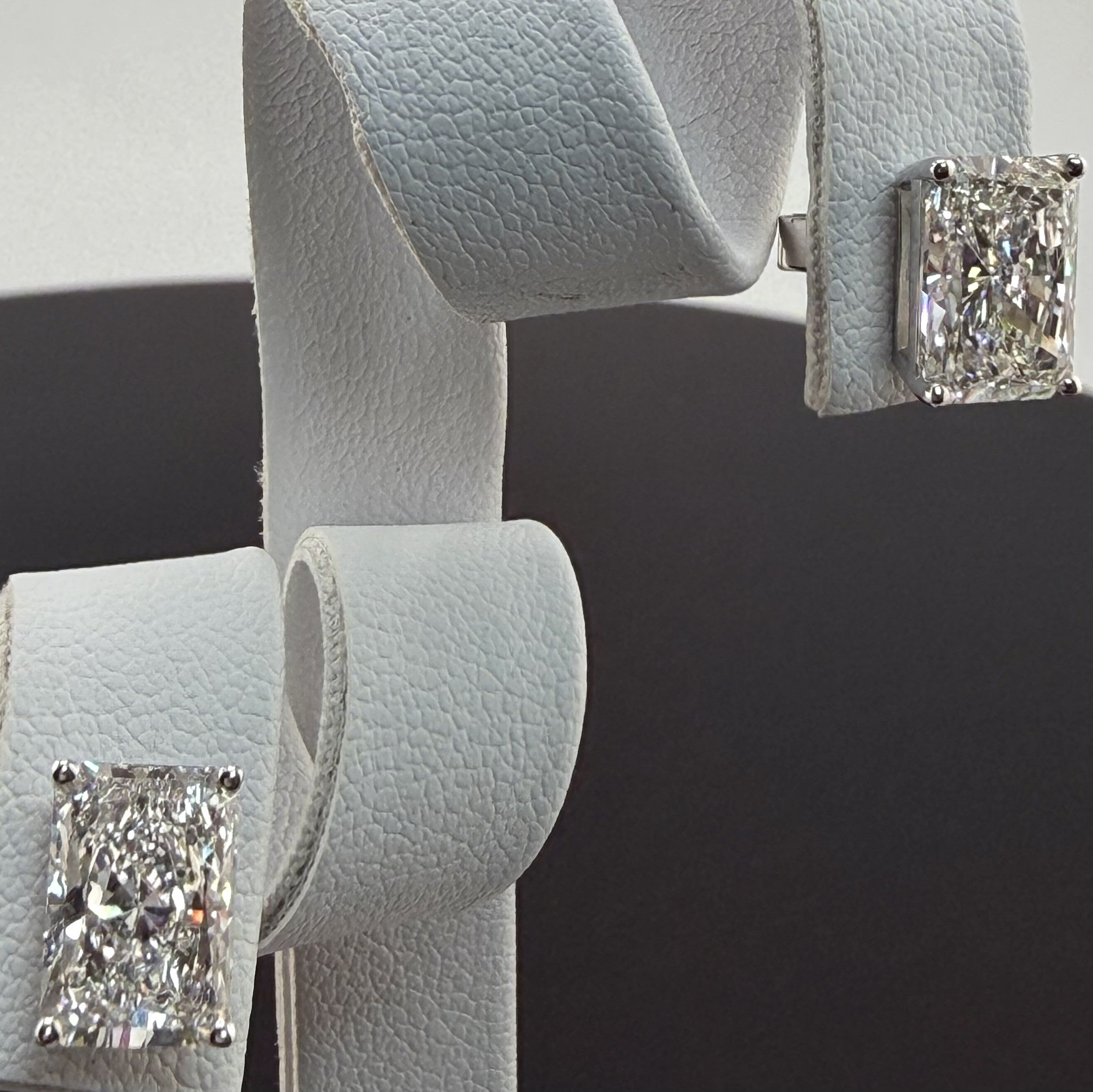 4cttw Radiant IGI Certified Lab Grown Diamond Stud 14K White Gold Earrings