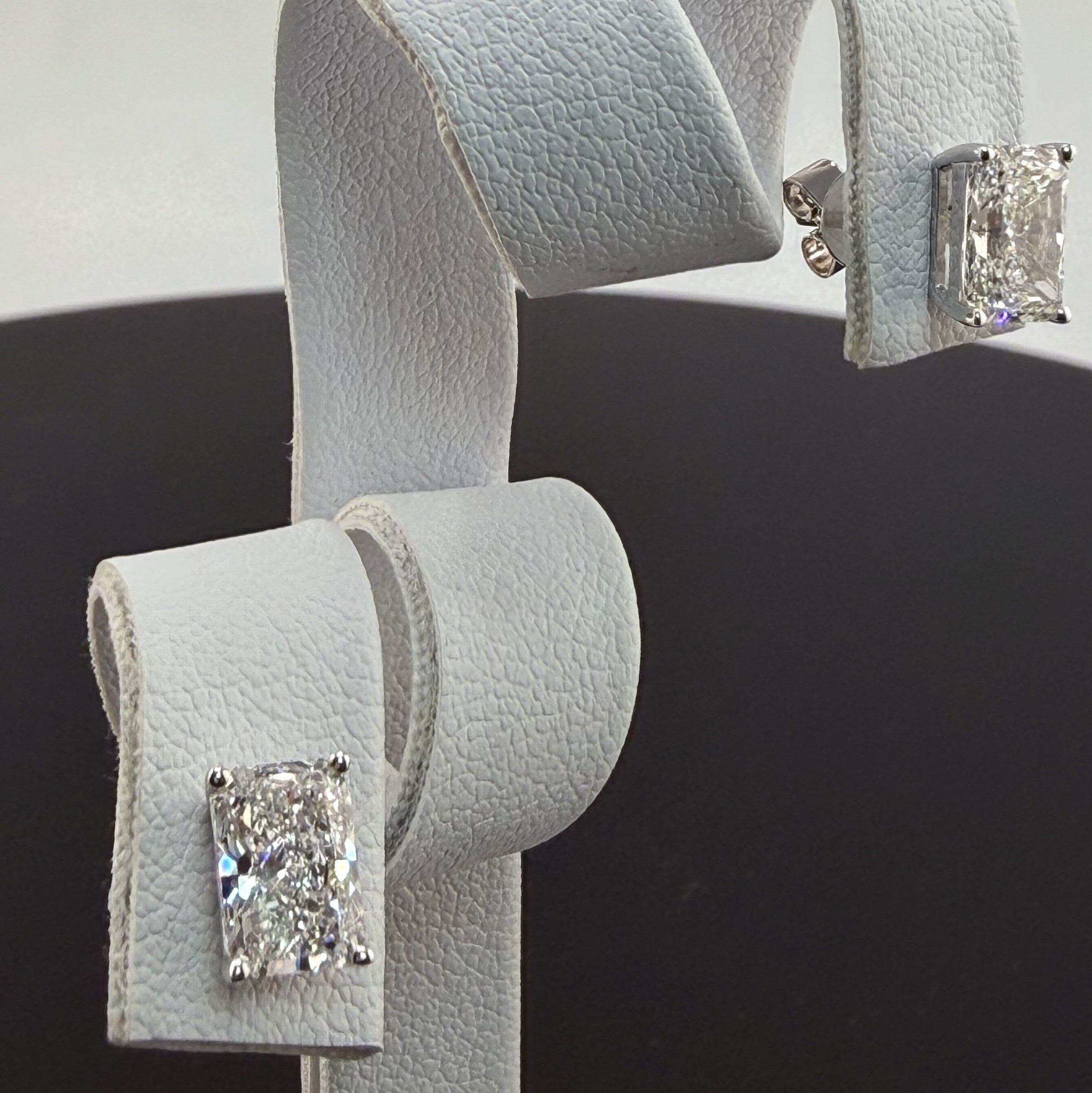 4cttw Radiant IGI Certified Lab Grown Diamond Stud 14K White Gold Earrings