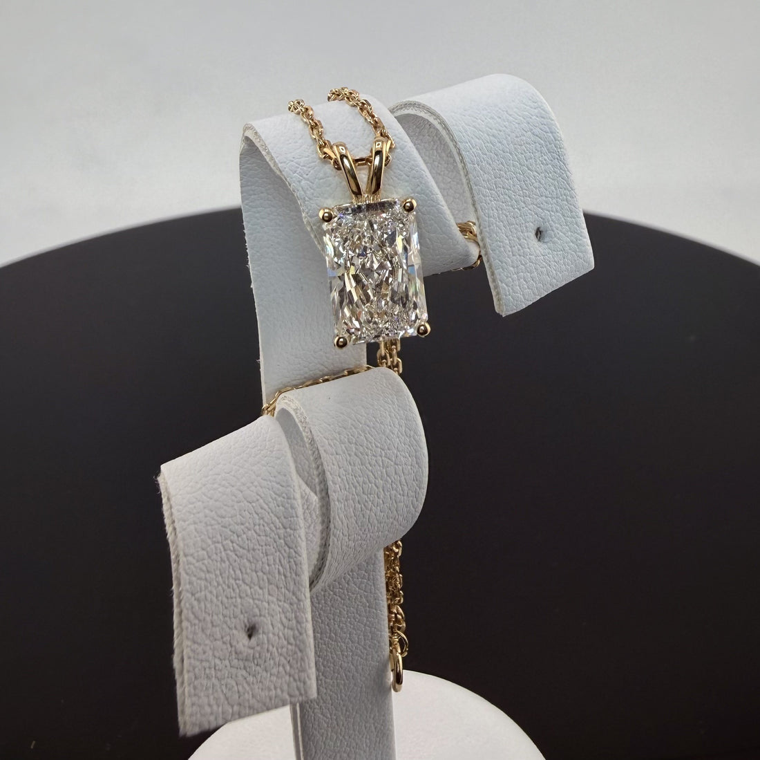 3ct Radiant Cut Diamond IGI Certified Pendant 14K Yellow Gold 16" Chain Necklace