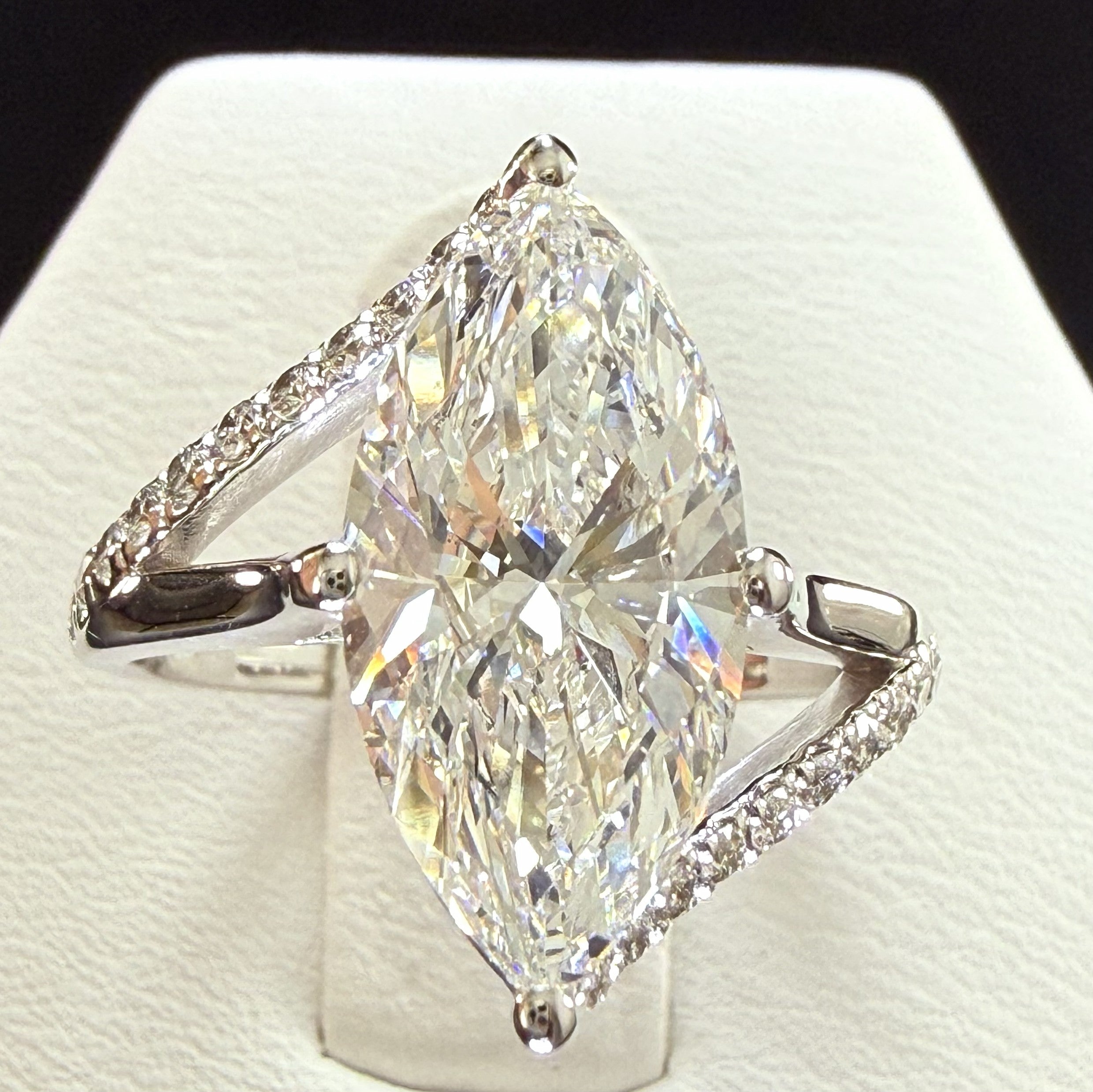 3.75ct Total Weight Marquise Cut Lab Grown Diamond IGI Certified 14K White Gold Engagement Ring