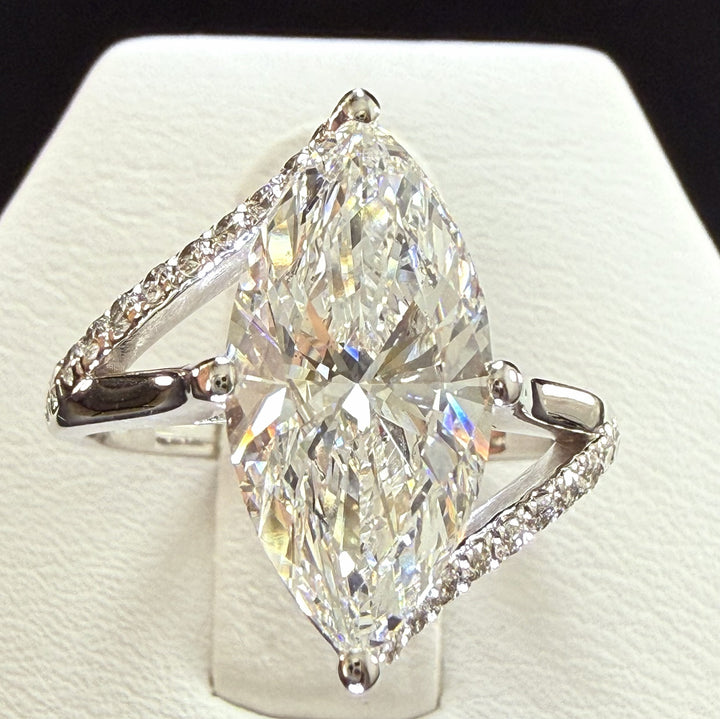 3.75ct Total Weight Marquise Cut Lab Grown Diamond IGI Certified 14K White Gold Engagement Ring