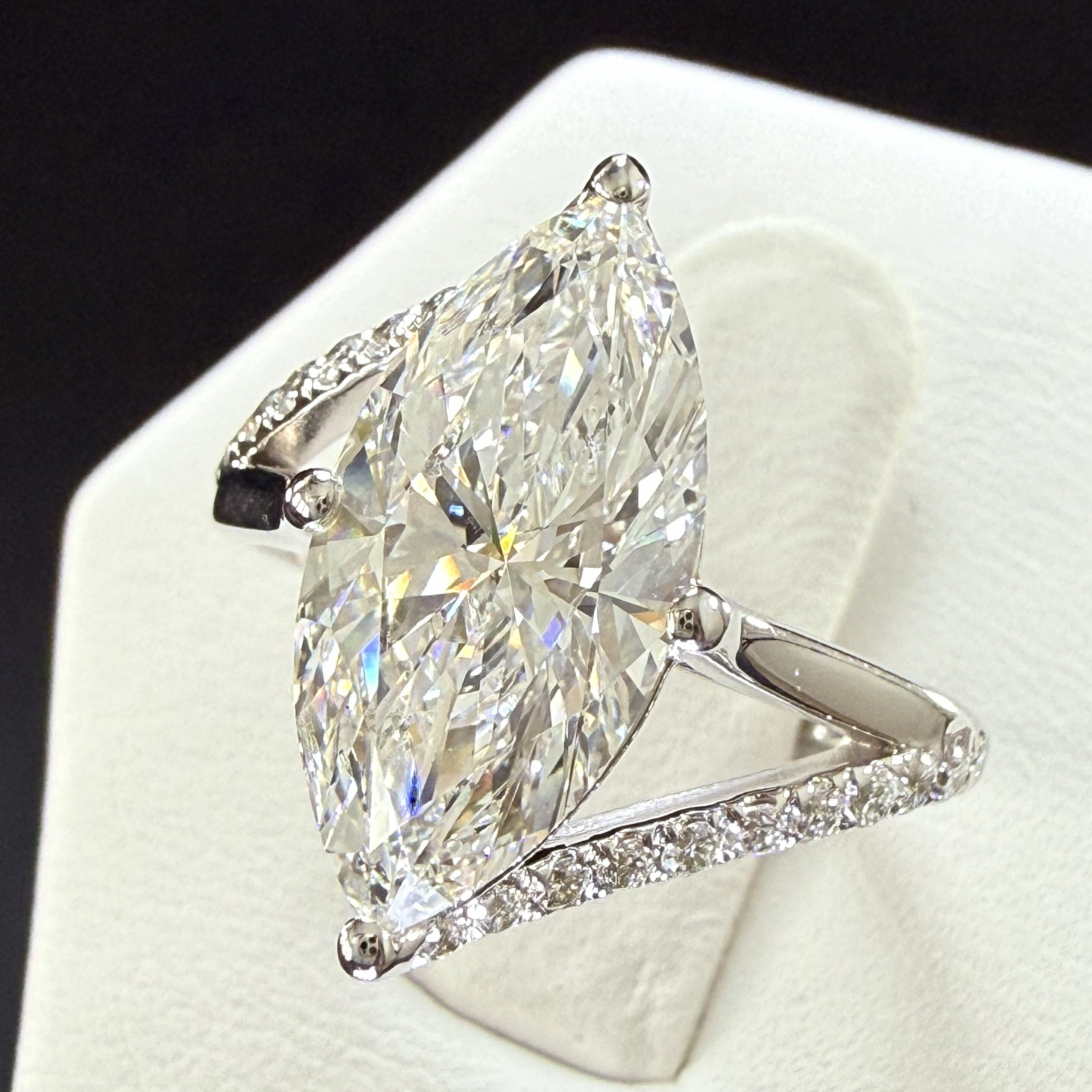 3.75ct Total Weight Marquise Cut Lab Grown Diamond IGI Certified 14K White Gold Engagement Ring