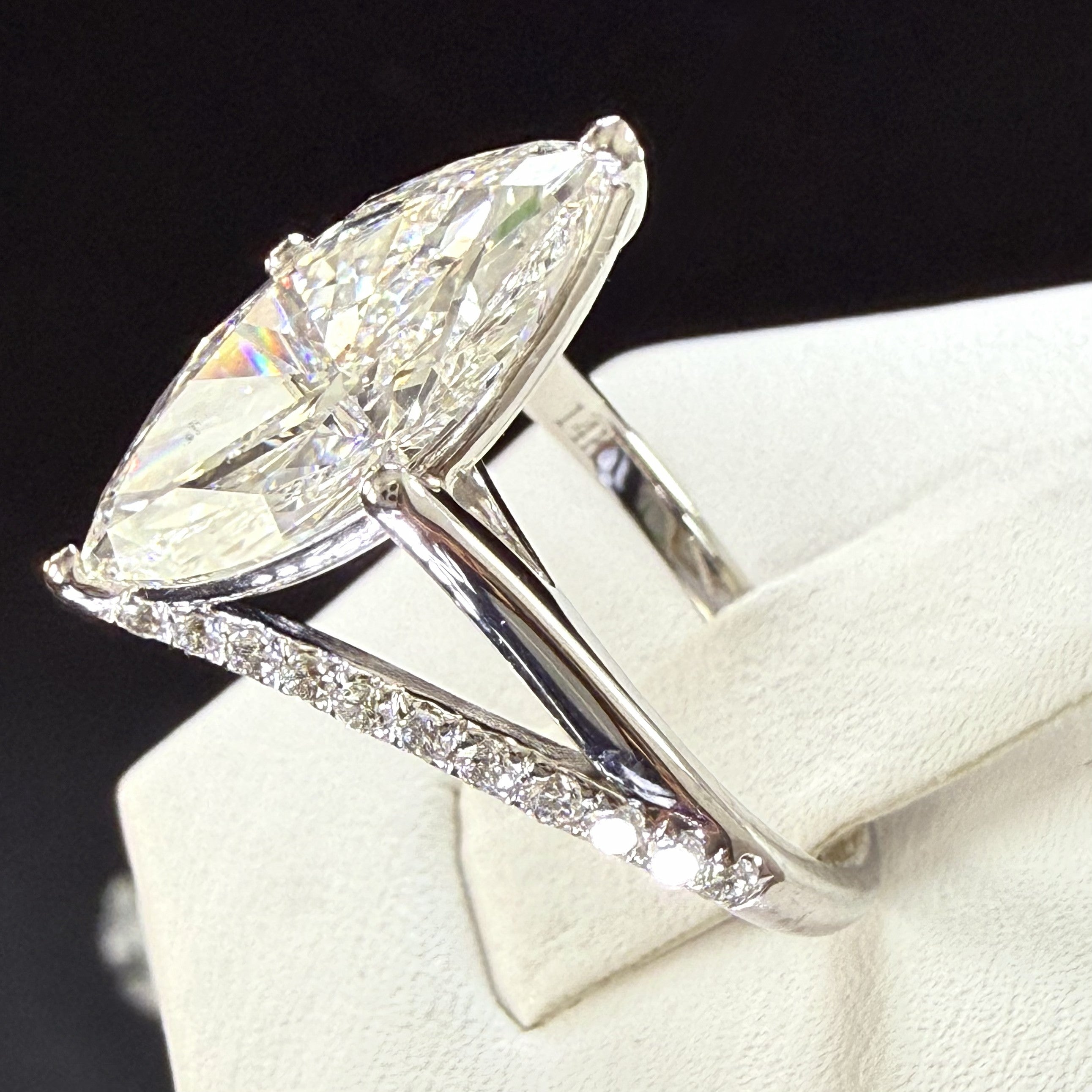 3.75ct Total Weight Marquise Cut Lab Grown Diamond IGI Certified 14K White Gold Engagement Ring