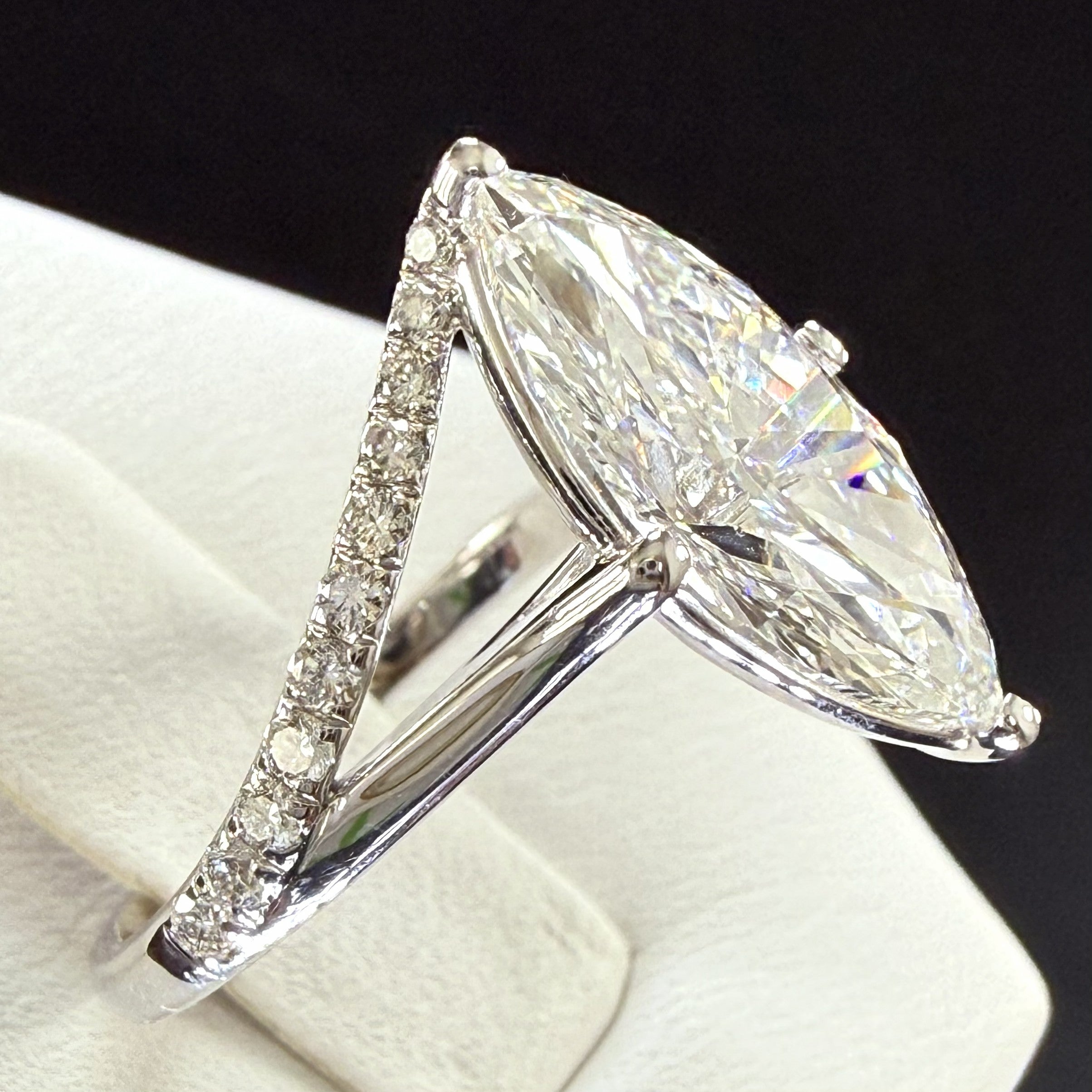 3.75ct Total Weight Marquise Cut Lab Grown Diamond IGI Certified 14K White Gold Engagement Ring