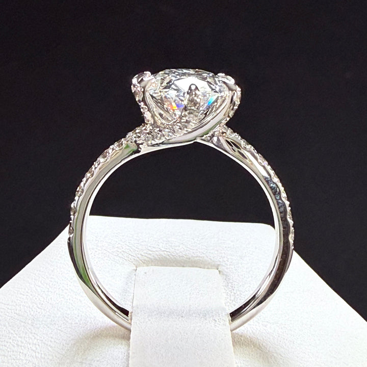 3.6ct Oval Cut Lab Grown Diamond IGI Certified 14K White Gold Engagement Ring