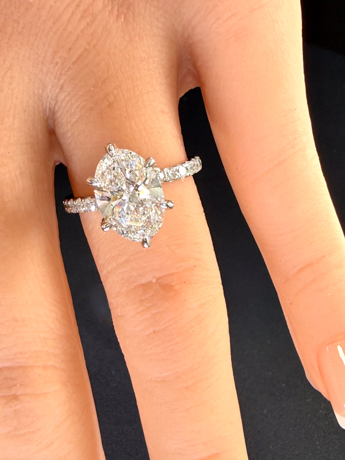 3.6ct Oval Cut Lab Grown Diamond IGI Certified 14K White Gold Engagement Ring