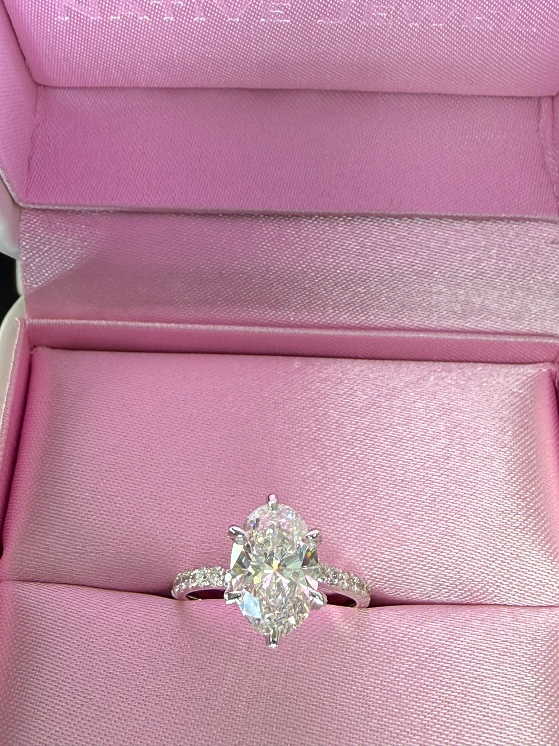 3.6ct Oval Cut Lab Grown Diamond IGI Certified 14K White Gold Engagement Ring