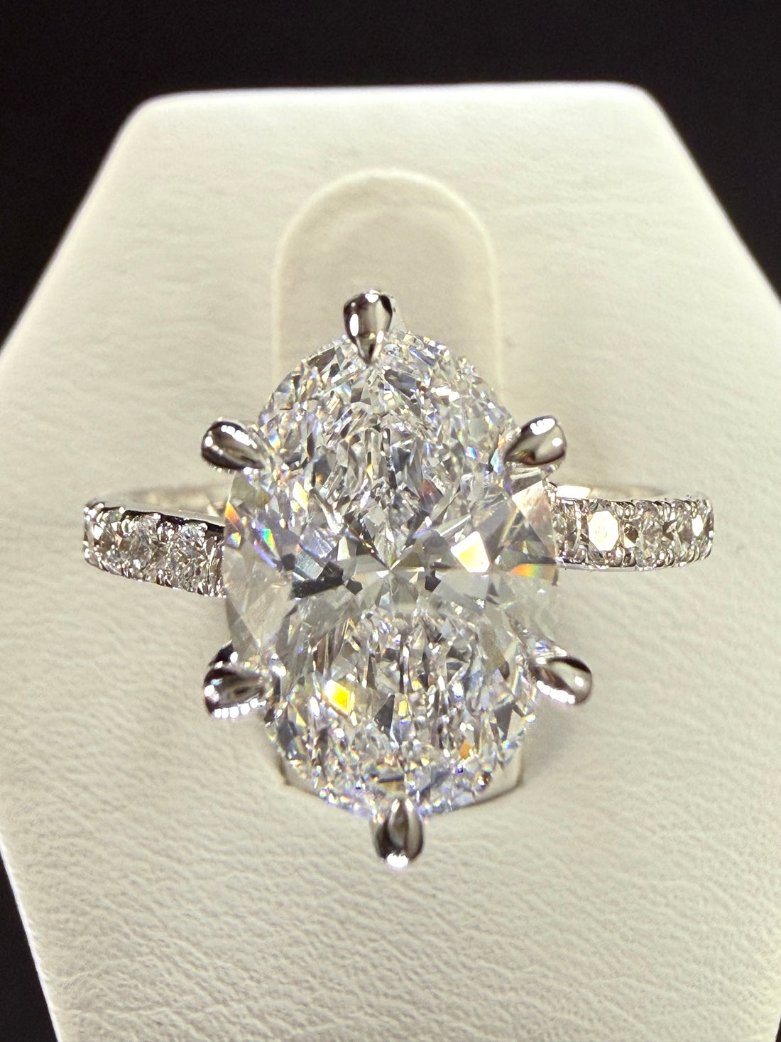 3.6ct Oval Cut Lab Grown Diamond IGI Certified 14K White Gold Engagement Ring
