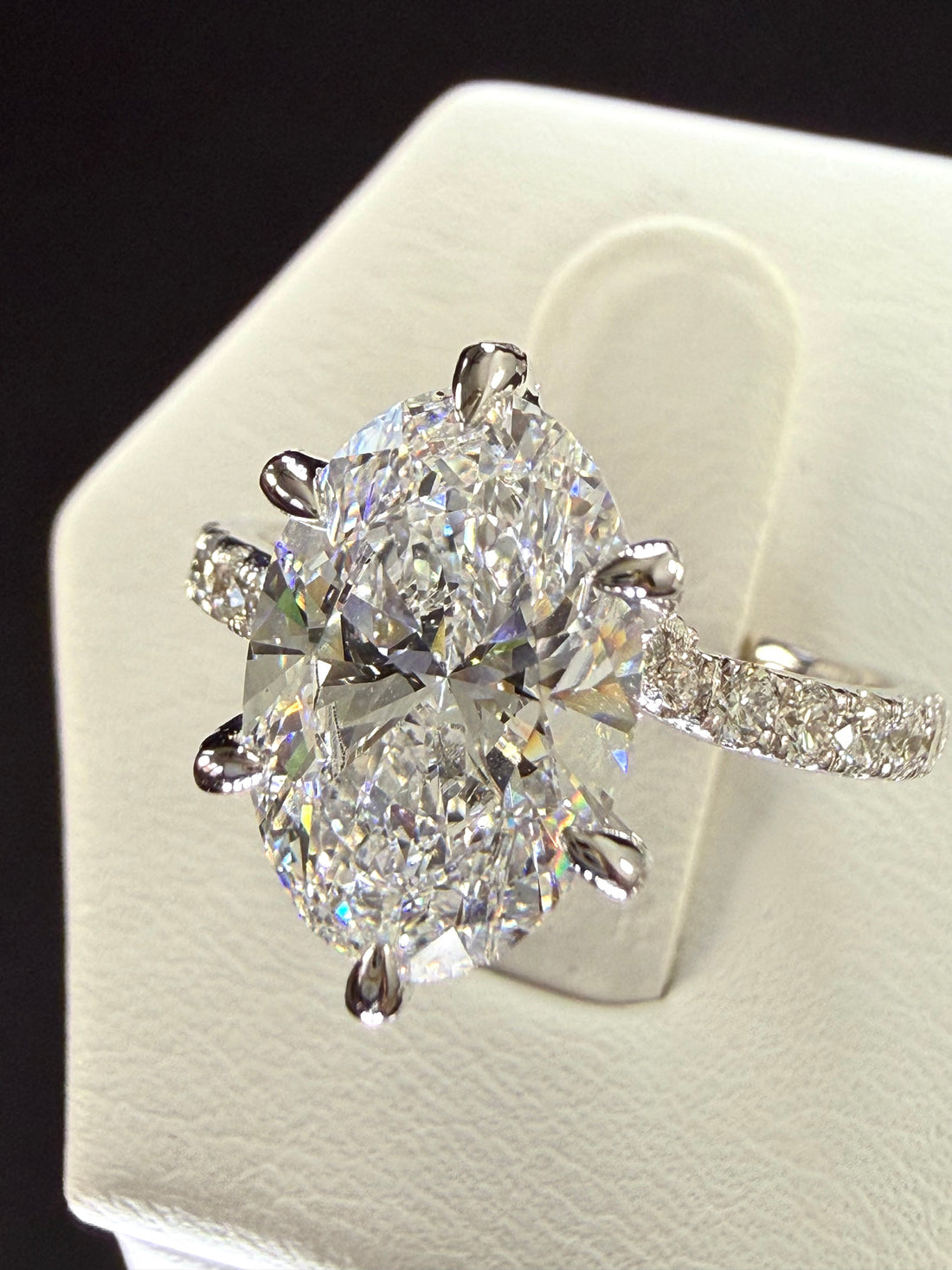 3.6ct Oval Cut Lab Grown Diamond IGI Certified 14K White Gold Engagement Ring