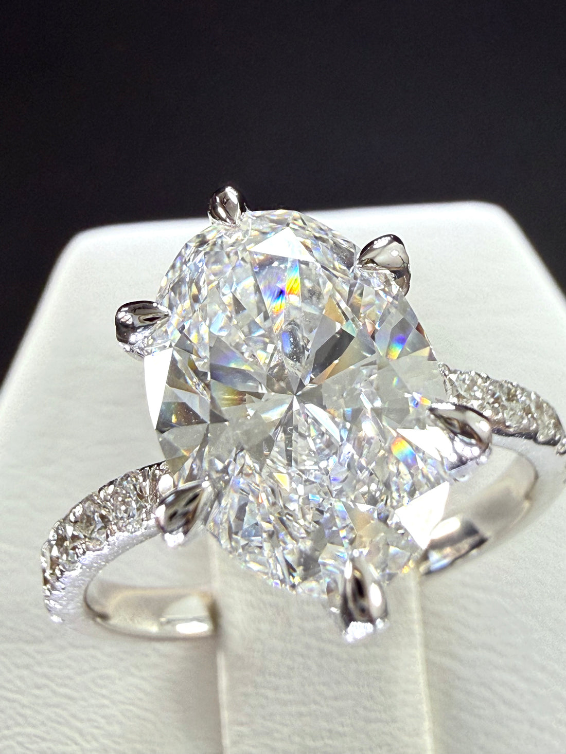 3.6ct Oval Cut Lab Grown Diamond IGI Certified 14K White Gold Engagement Ring