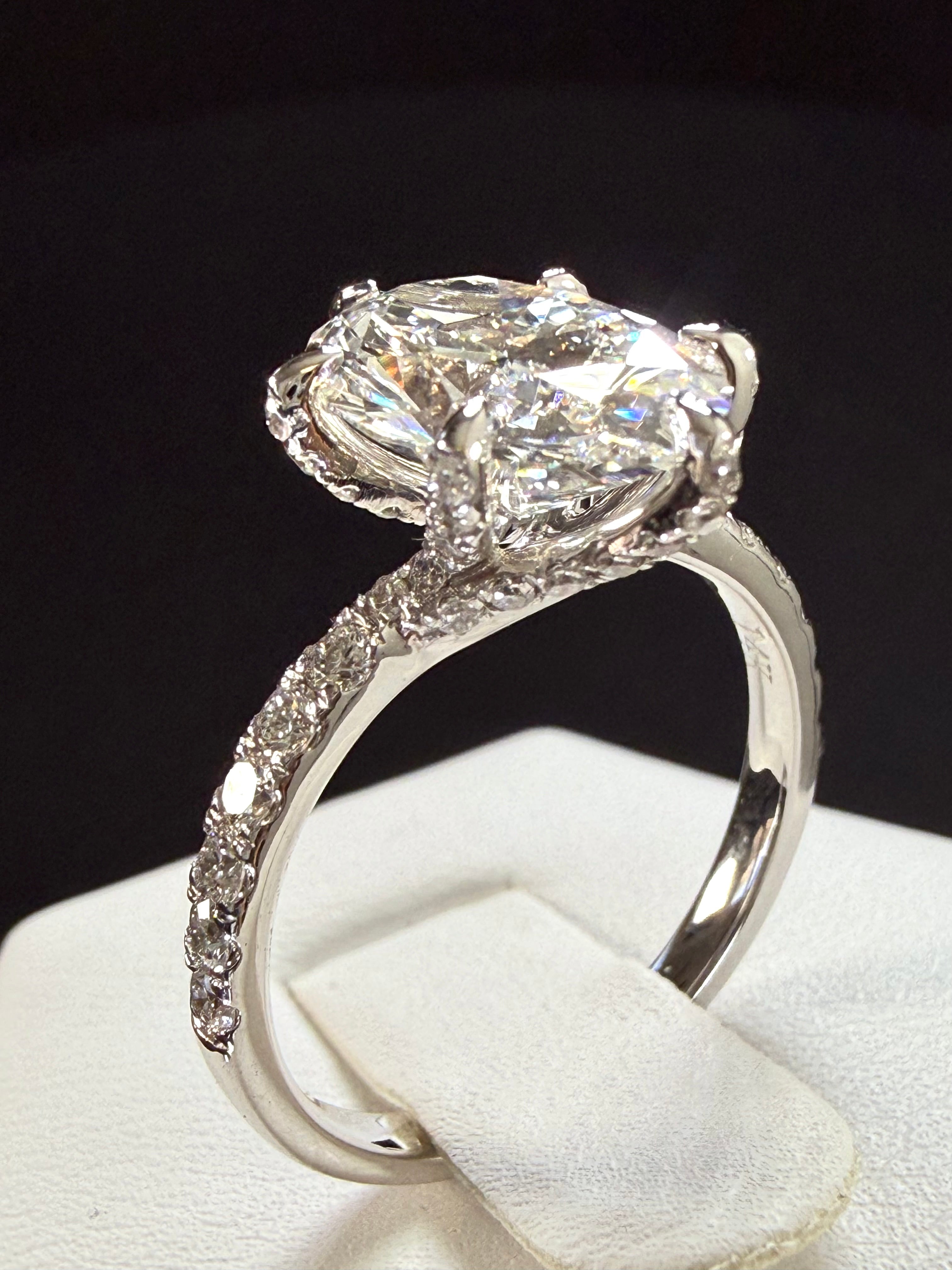 3.6ct Oval Cut Lab Grown Diamond IGI Certified 14K White Gold Engagement Ring