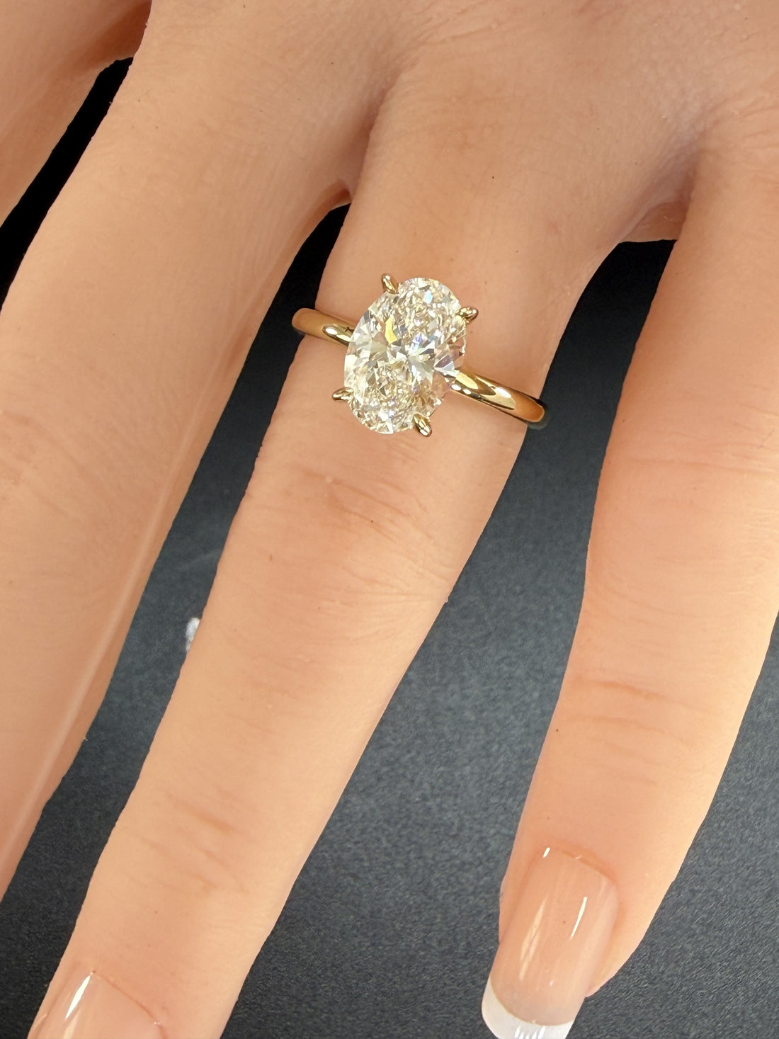 2ct Oval Cut Lab Grown Diamond IGI Certified 14K Yellow Gold Solitaire Engagement Ring