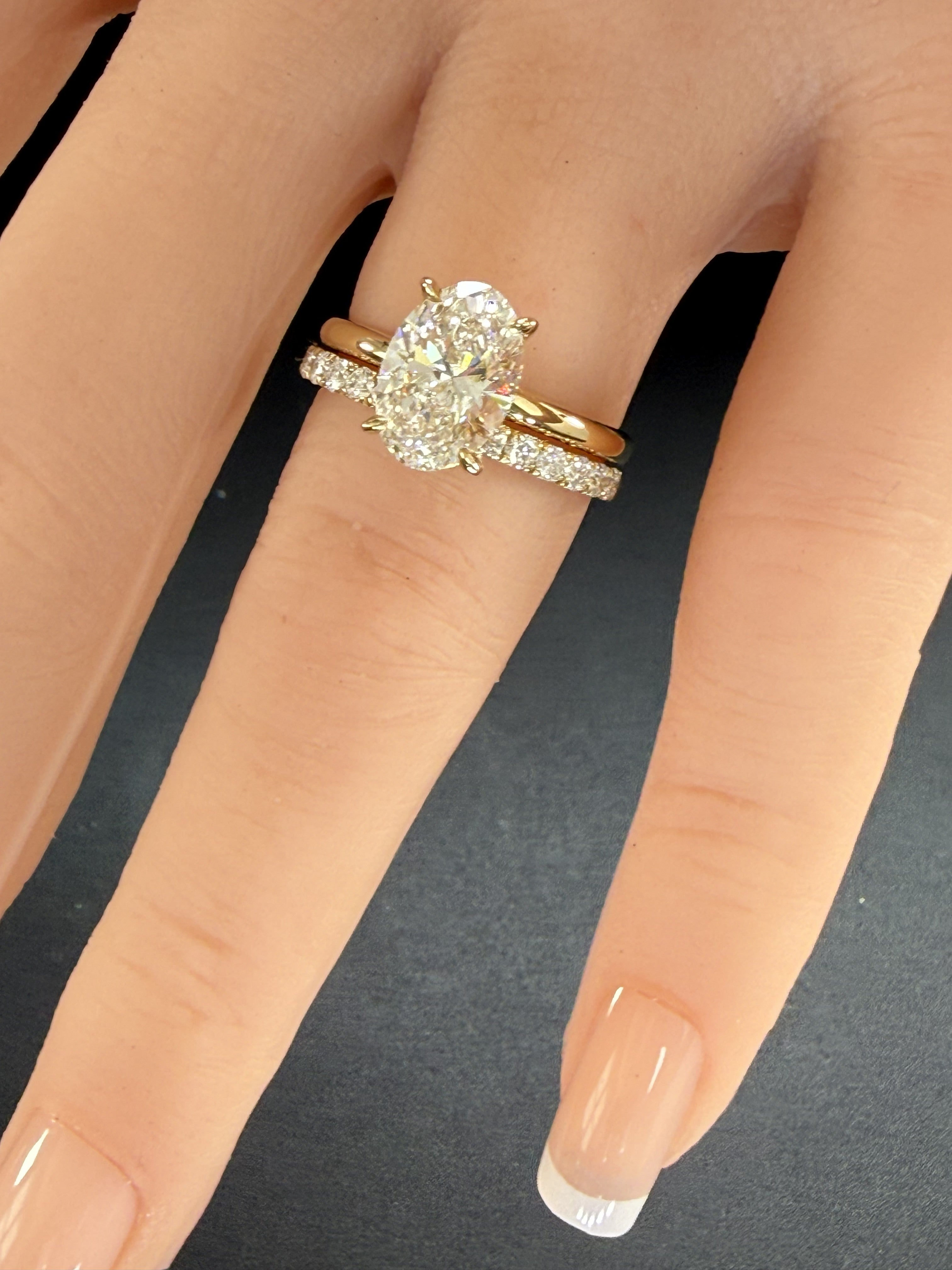2ct Oval Cut Lab Grown Diamond IGI Certified 14K Yellow Gold Solitaire Engagement Ring