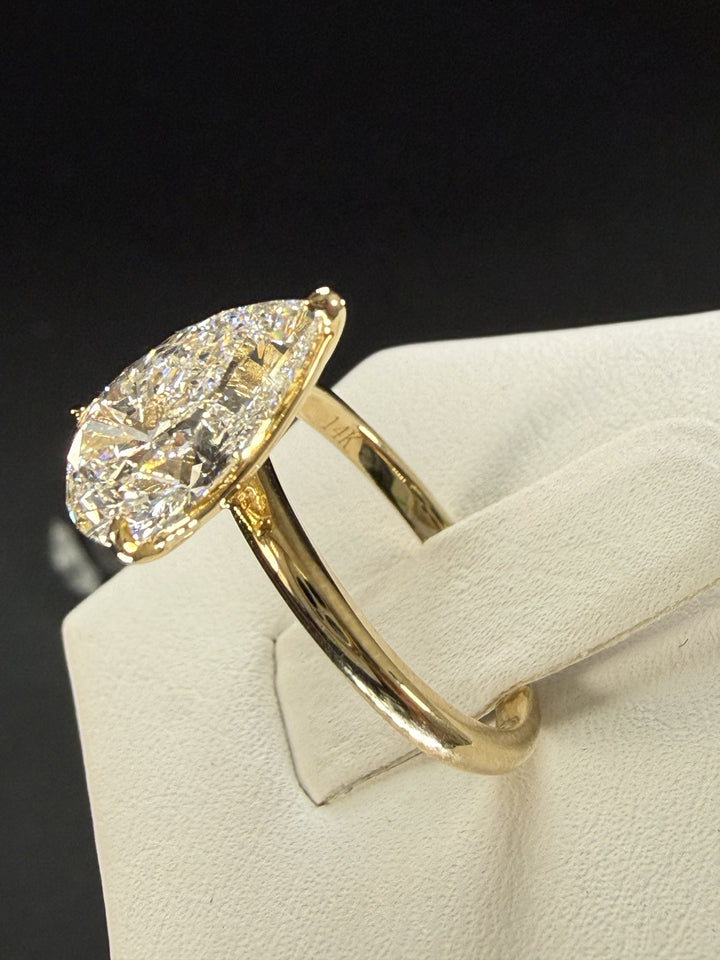 2ct Pear Cut Lab Grown Diamond IGI Certified 14K Yellow Gold Solitaire Engagement Ring