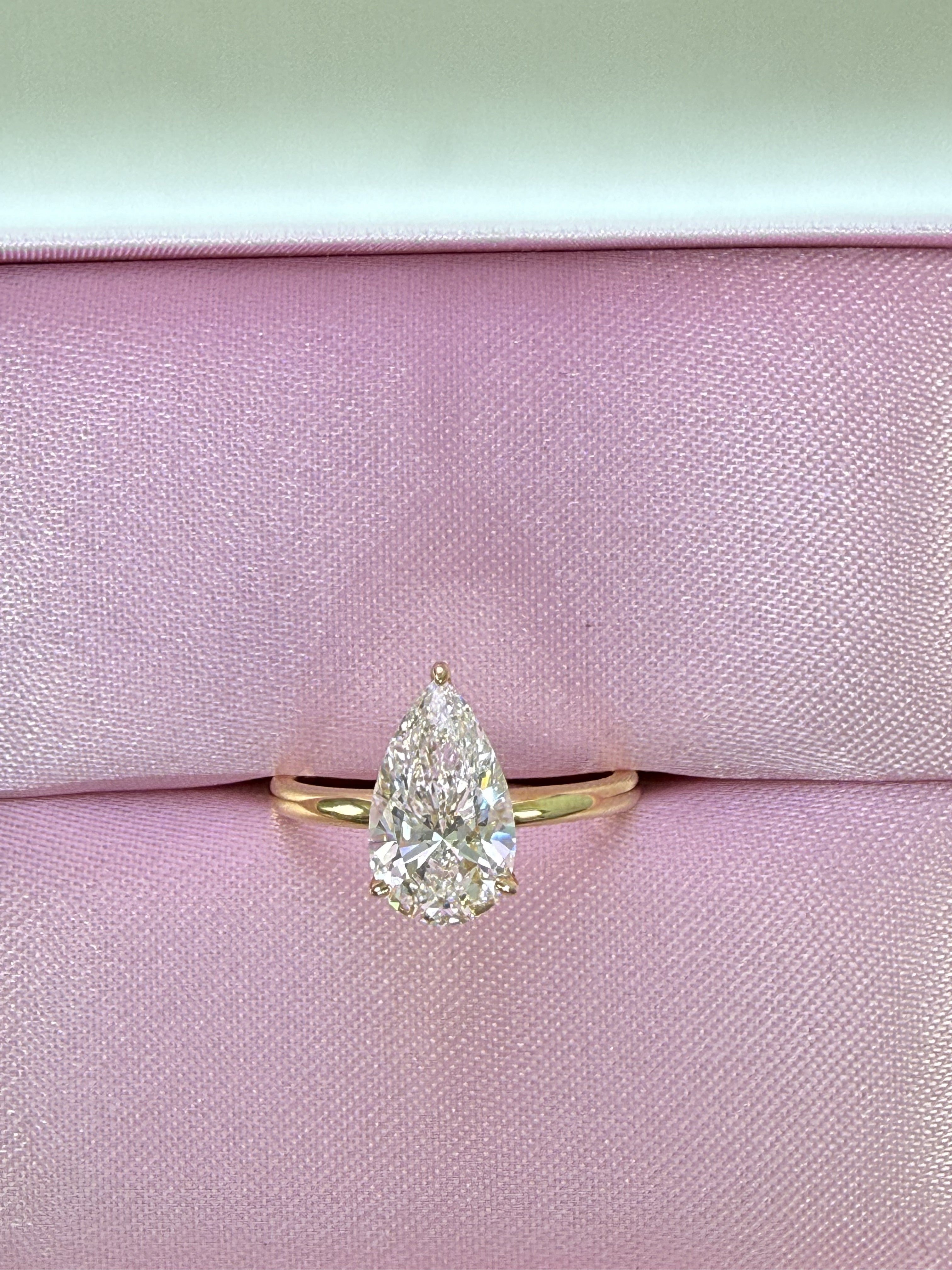 2ct Pear Cut Lab Grown Diamond IGI Certified 14K Yellow Gold Solitaire Engagement Ring