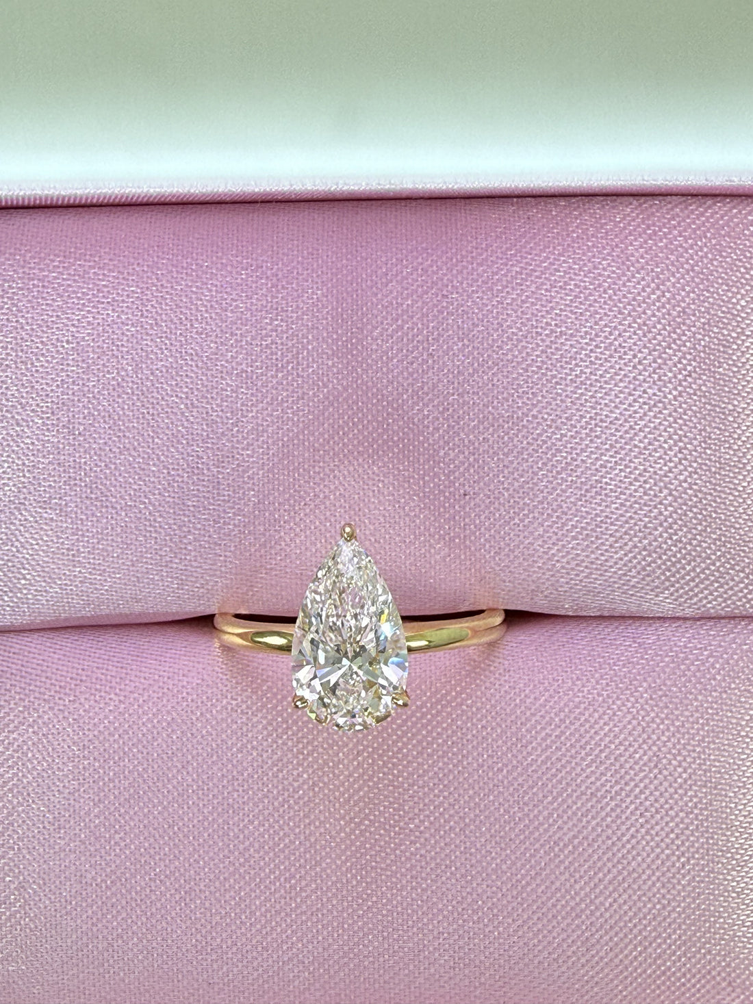 2ct Pear Cut Lab Grown Diamond IGI Certified 14K Yellow Gold Solitaire Engagement Ring