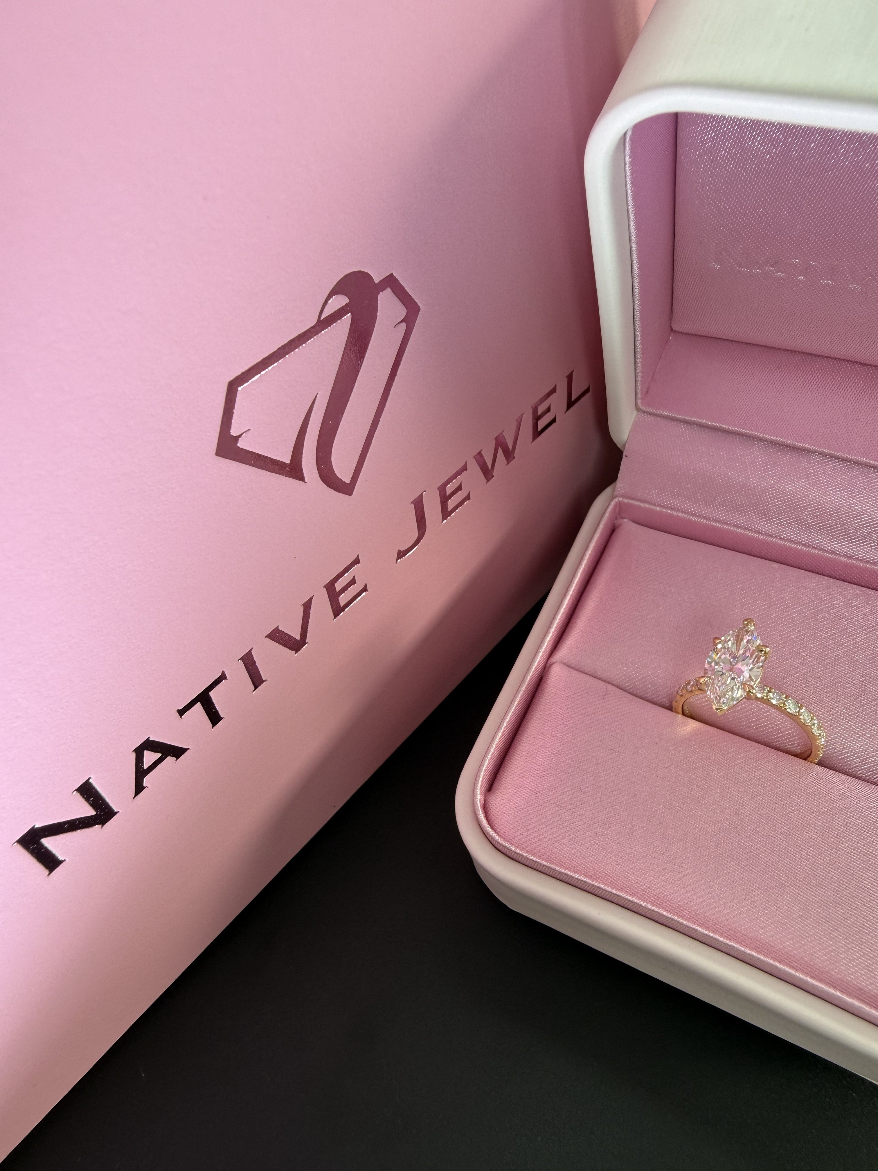 2.75 Total Weight Marquise Cut Diamond 14K Yellow Gold Engagement Ring