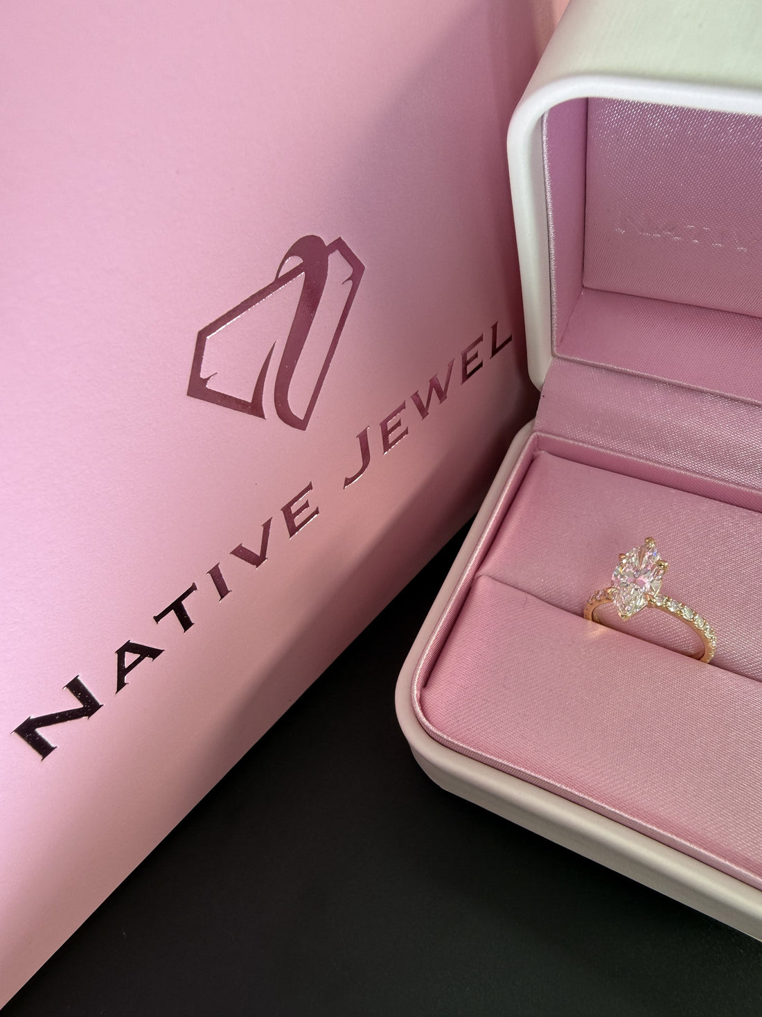 2.75 Total Weight Marquise Cut Diamond 14K Yellow Gold Engagement Ring