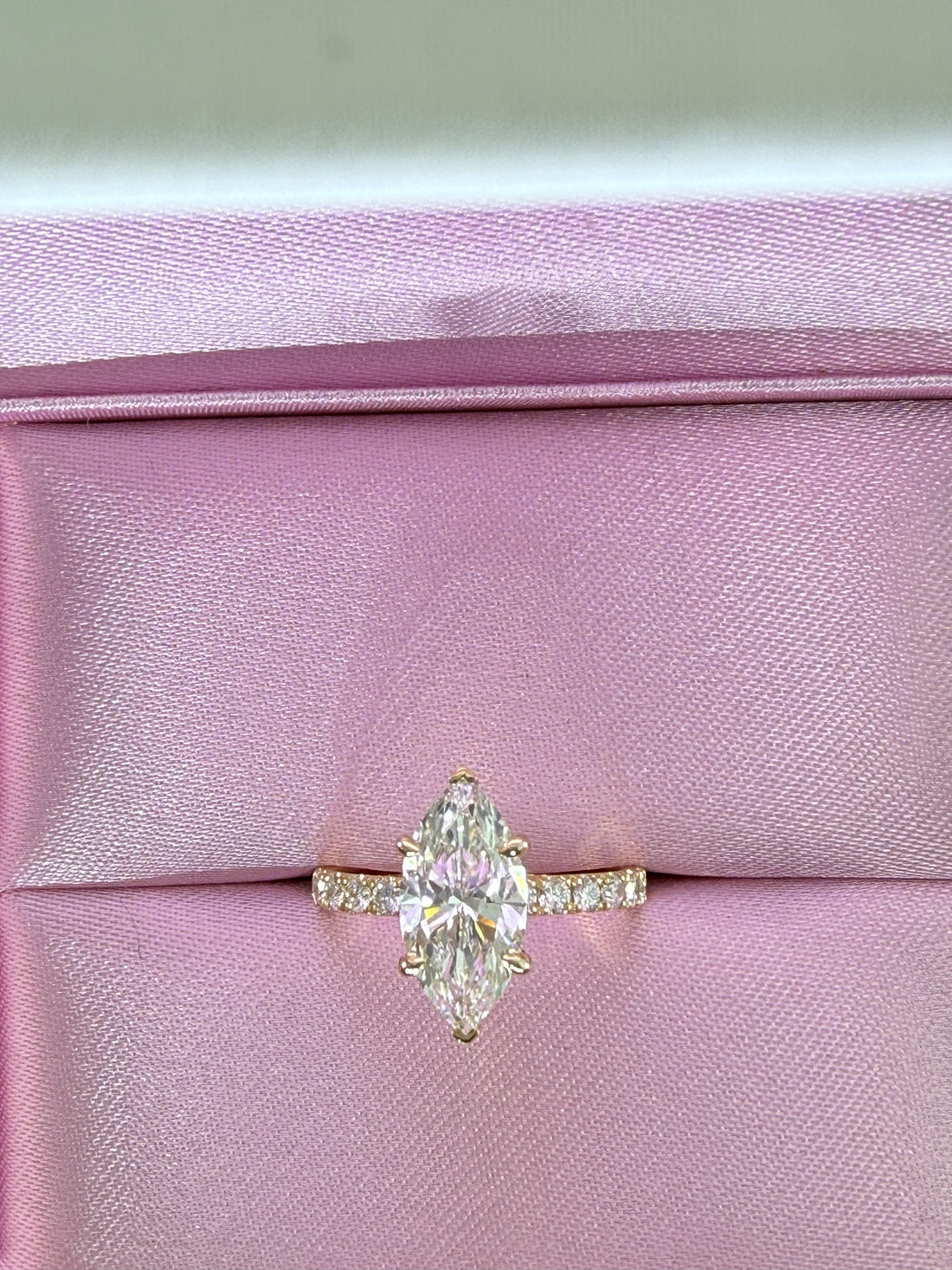 2.75 Total Weight Marquise Cut Diamond 14K Yellow Gold Engagement Ring