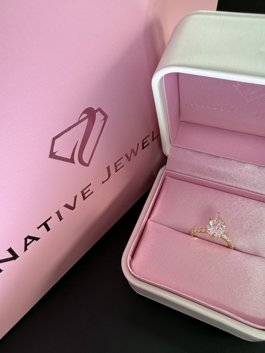 Diamond engagement ring 2ct Pear Lab grown 14K Yellow Gold Engagement Ring