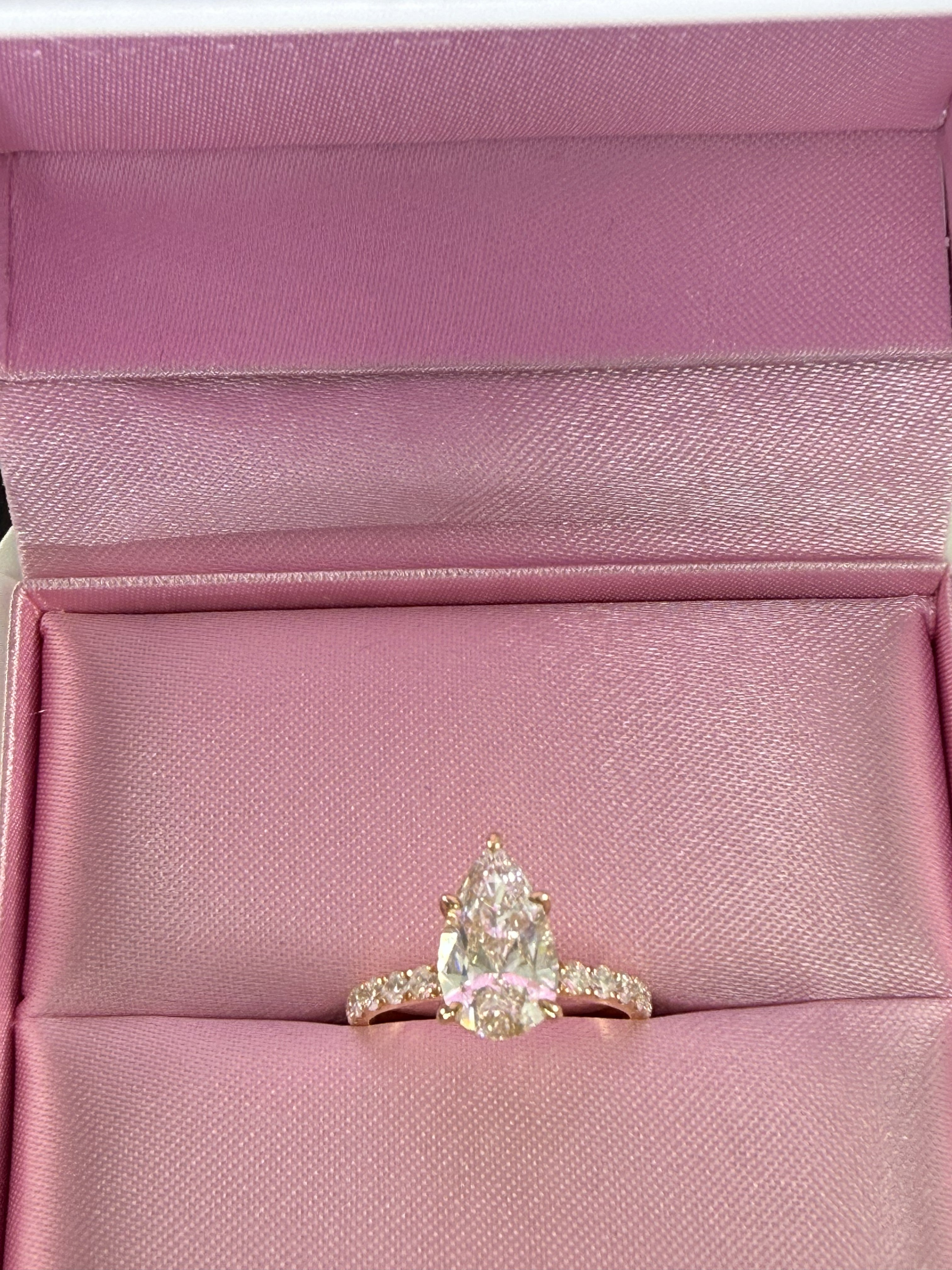 Diamond engagement ring 2ct Pear Lab grown 14K Yellow Gold Engagement Ring