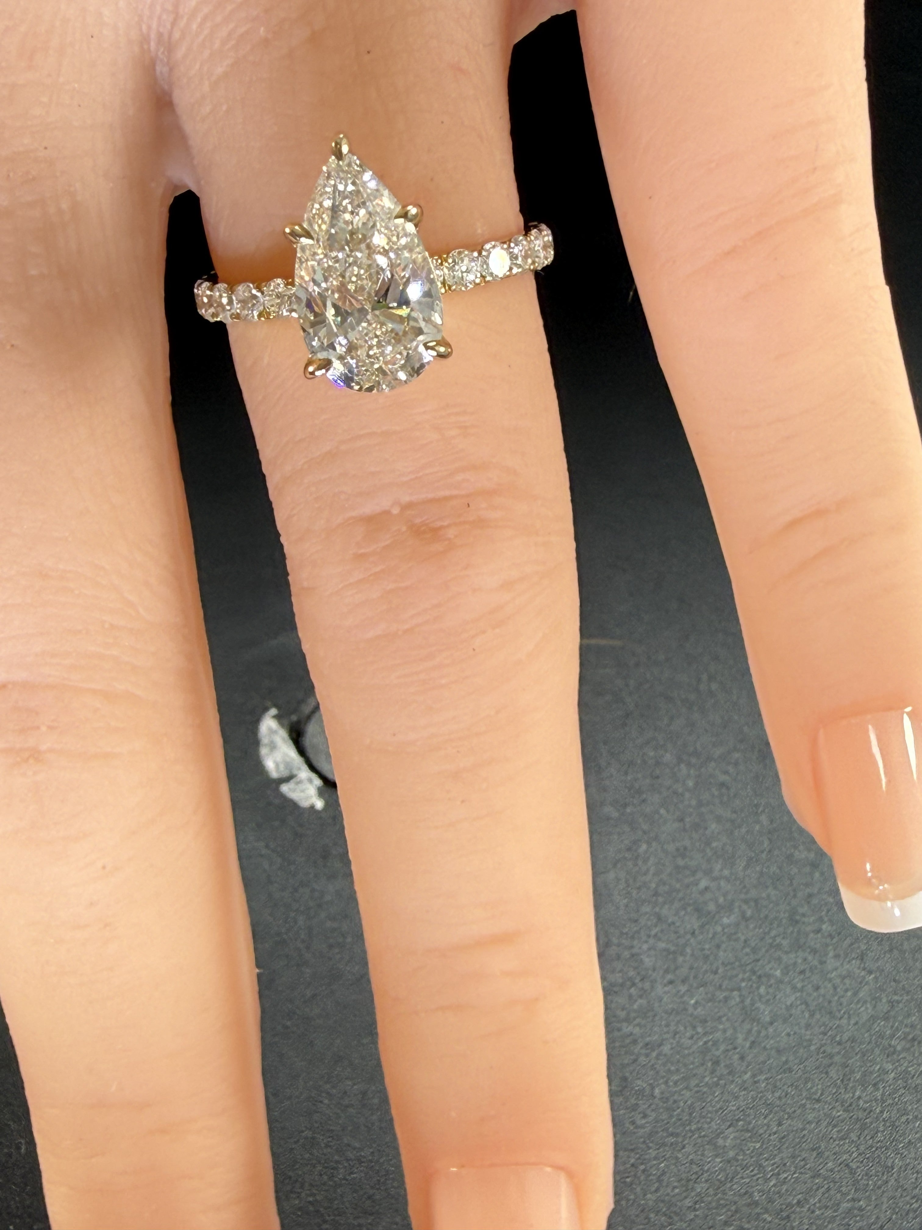 Diamond engagement ring 2ct Pear Lab grown 14K Yellow Gold Engagement Ring
