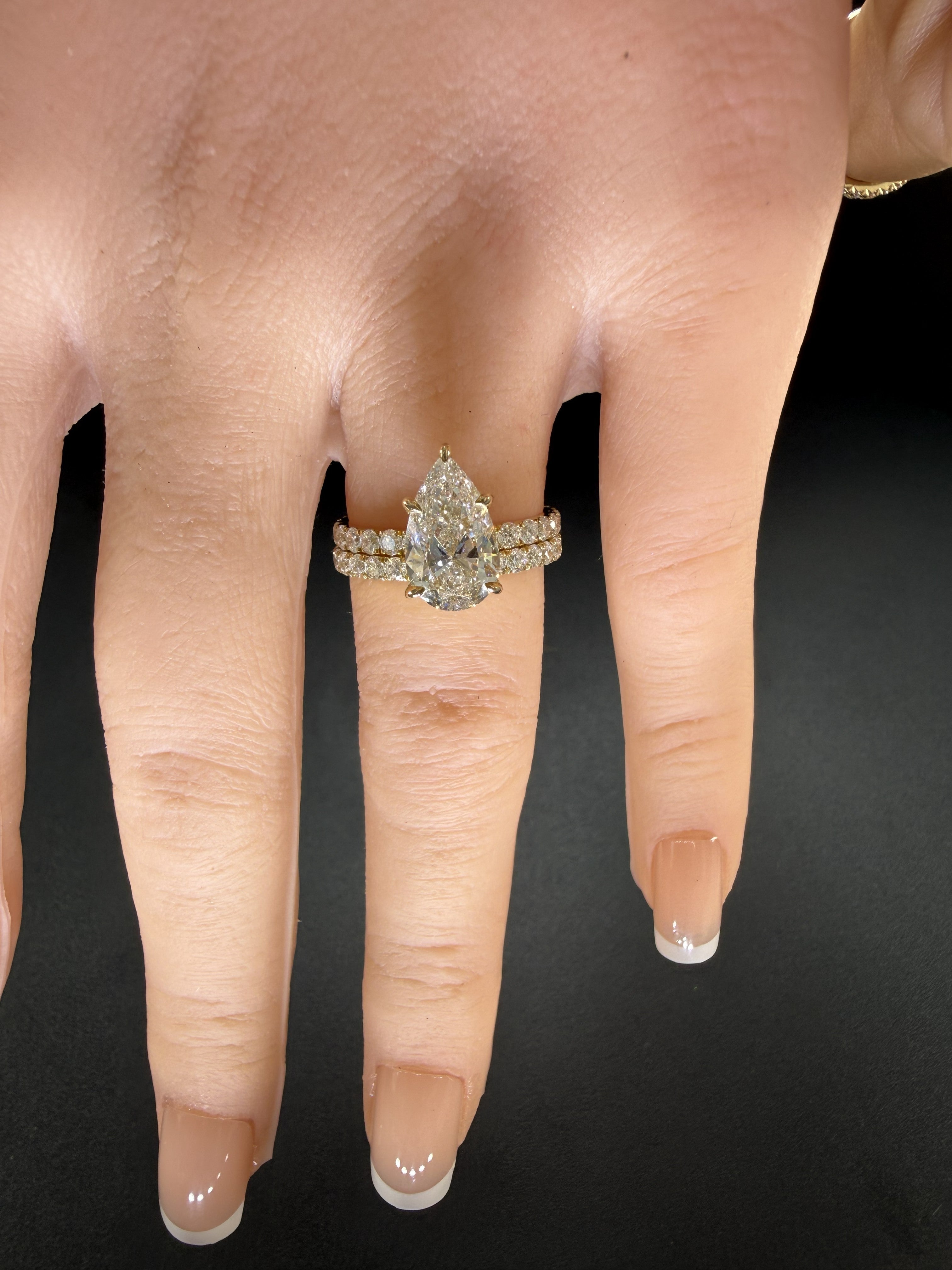 Diamond engagement ring 2ct Pear Lab grown 14K Yellow Gold Engagement Ring