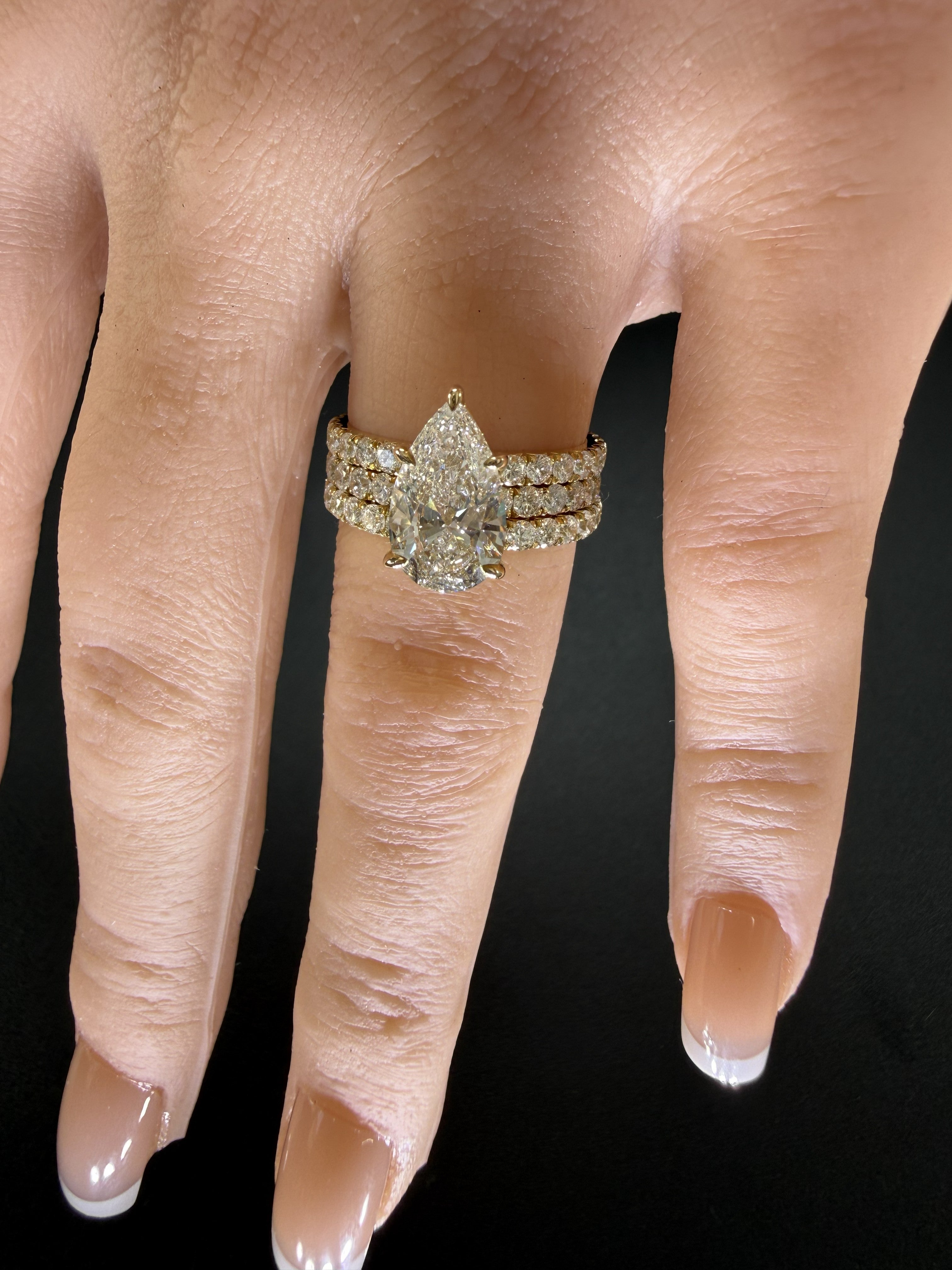 Diamond engagement ring 2ct Pear Lab grown 14K Yellow Gold Engagement Ring