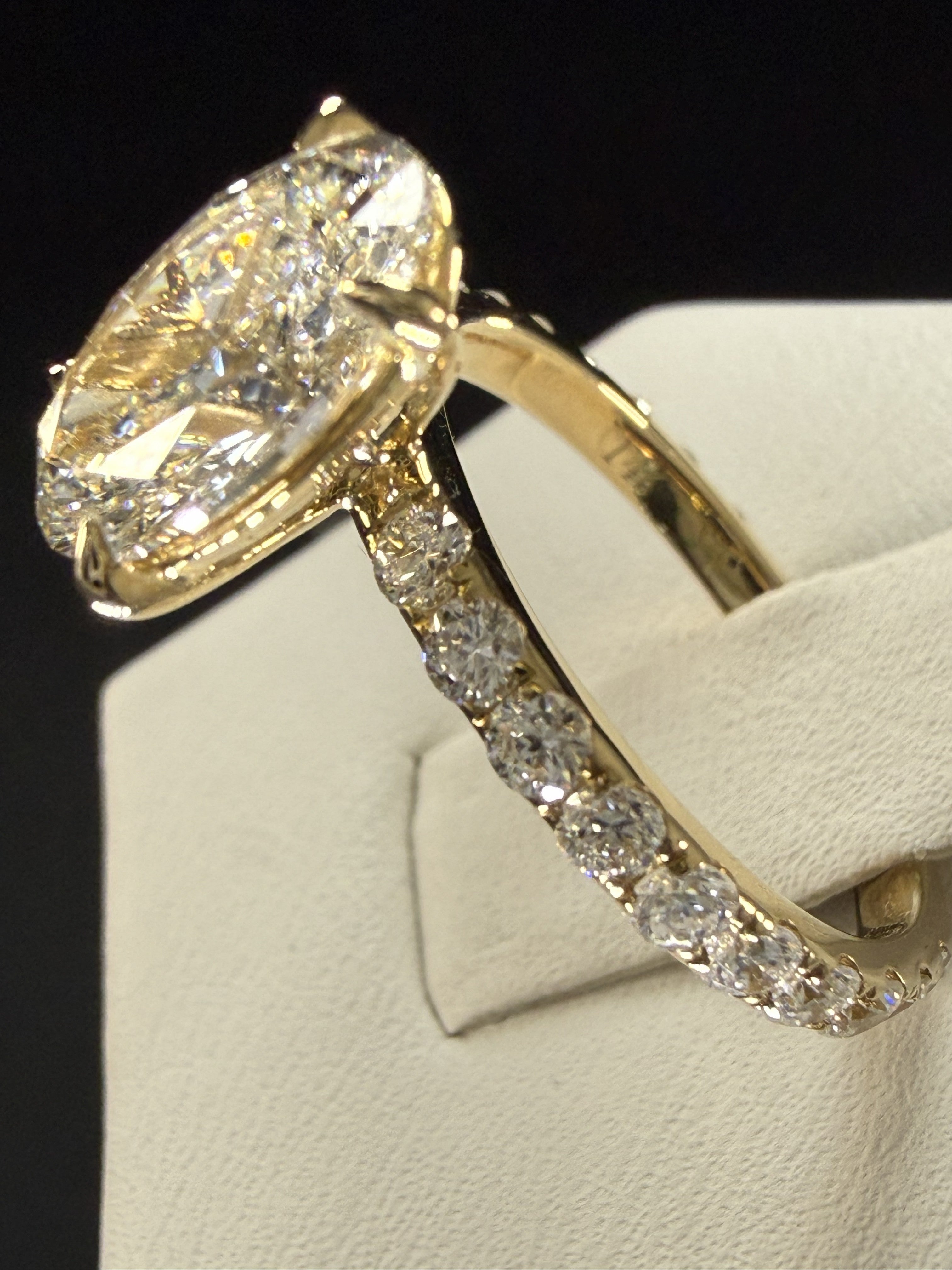 3.77ct Total Weight Oval Cut Lab Grown Diamond IGI Certified 14K Yellow Gold Engagement Ring