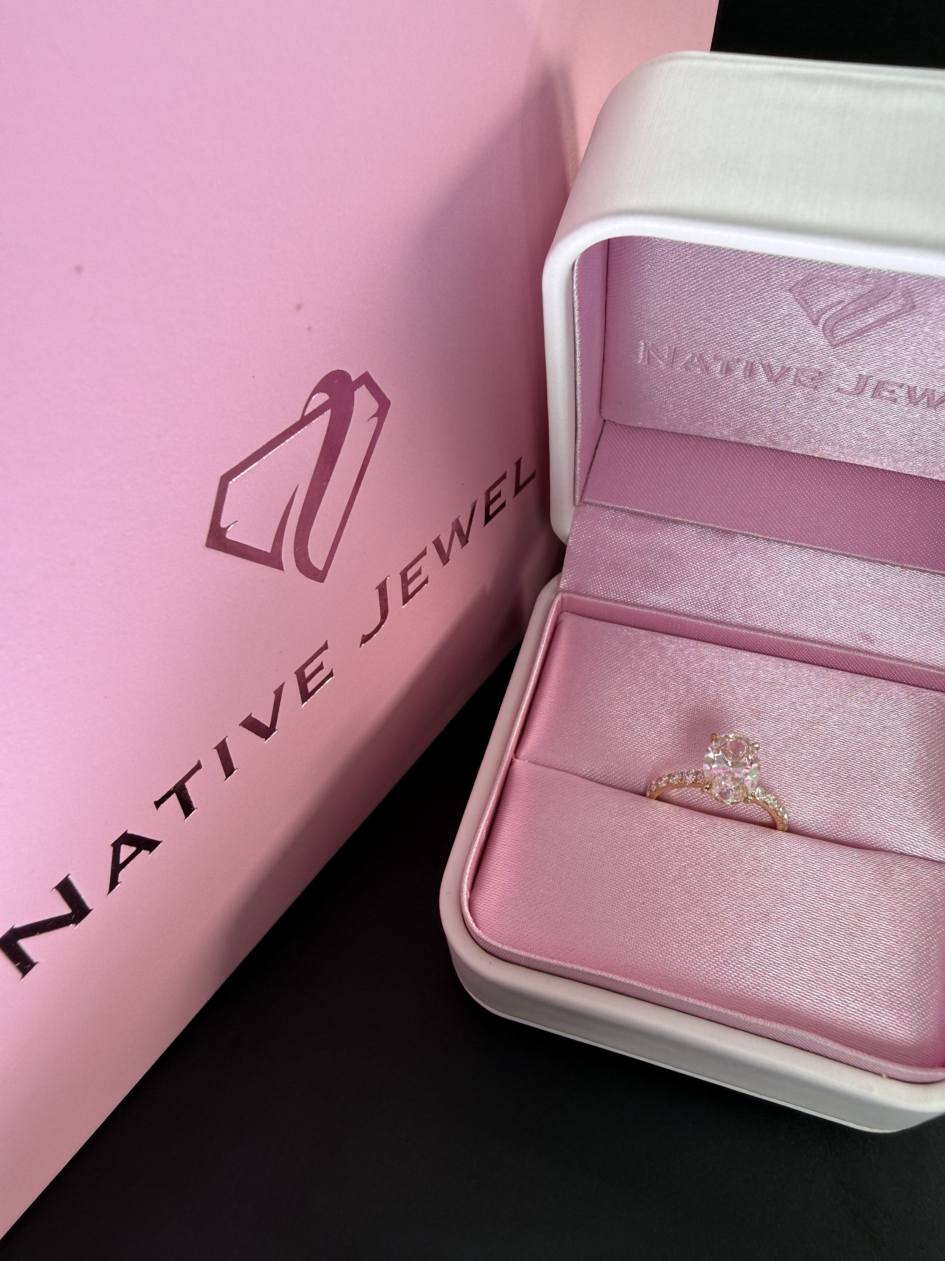 3.77ct Total Weight Oval Cut Lab Grown Diamond IGI Certified 14K Yellow Gold Engagement Ring