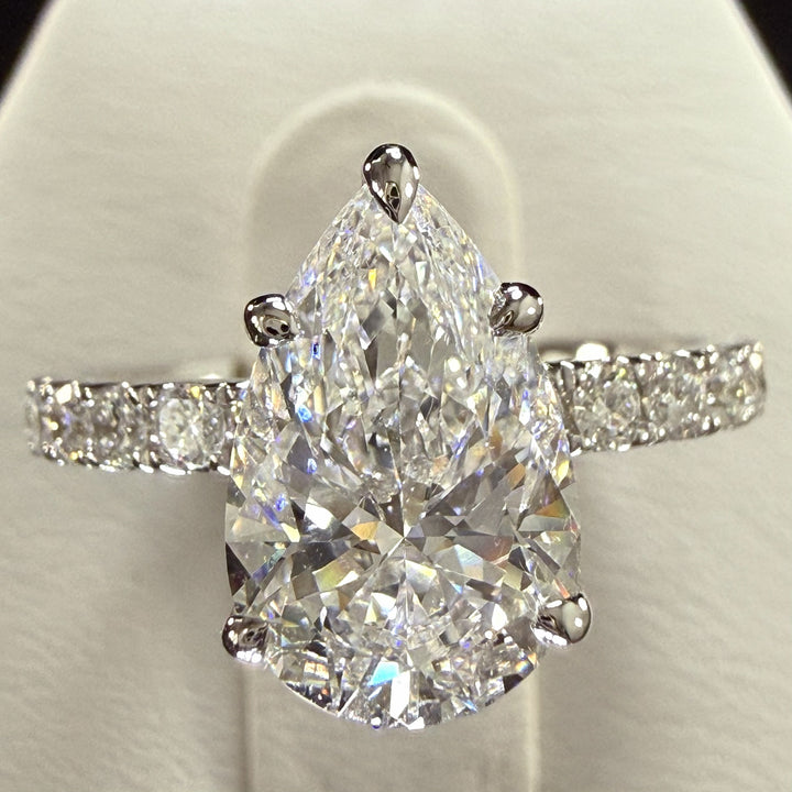 2.75ct Pear Cut Lab Grown Diamond IGI Certified 14K White Gold Engagement Ring