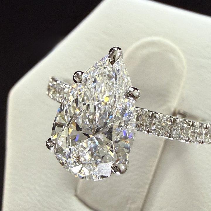 2.75ct Pear Cut Lab Grown Diamond IGI Certified 14K White Gold Engagement Ring