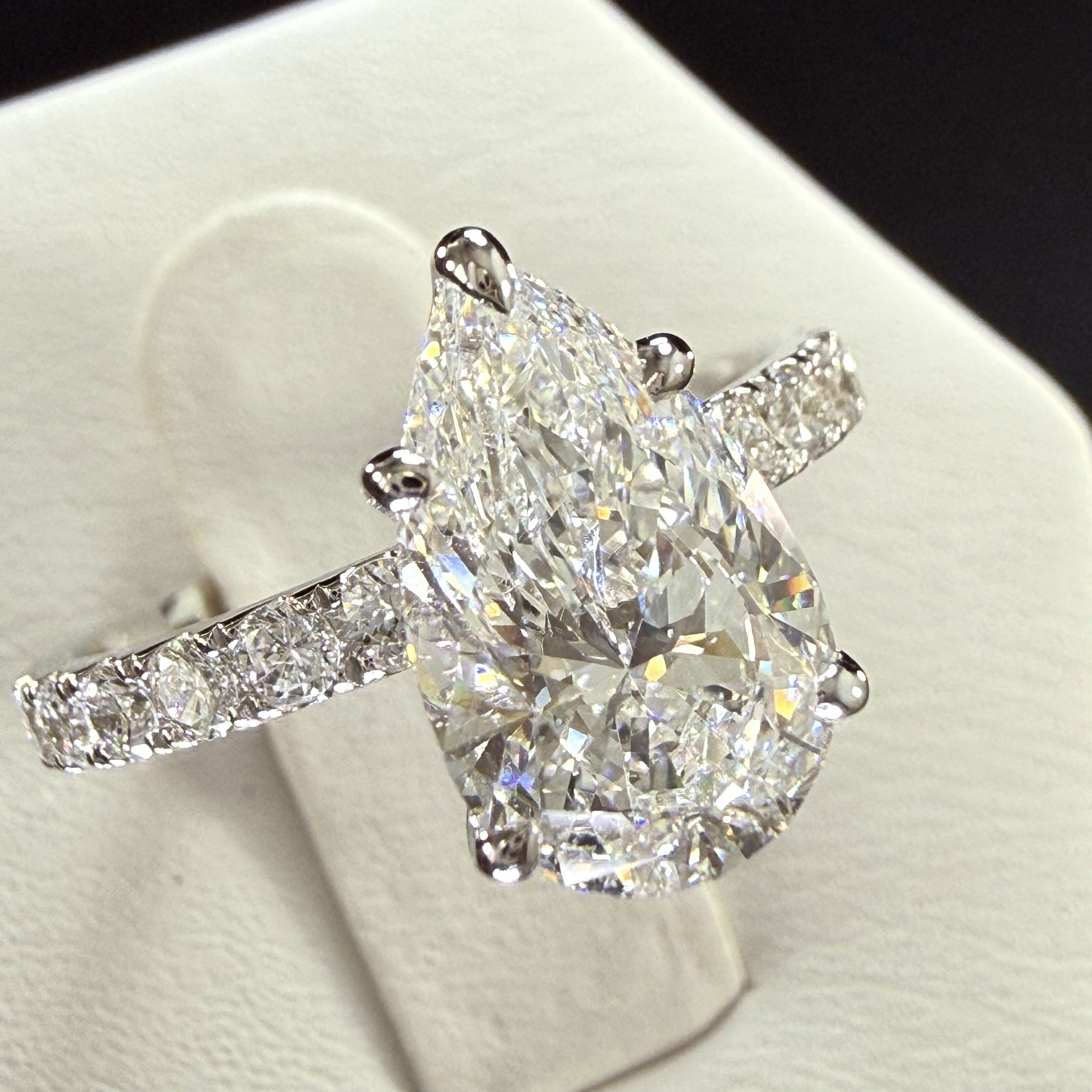 2.75ct Pear Cut Lab Grown Diamond IGI Certified 14K White Gold Engagement Ring