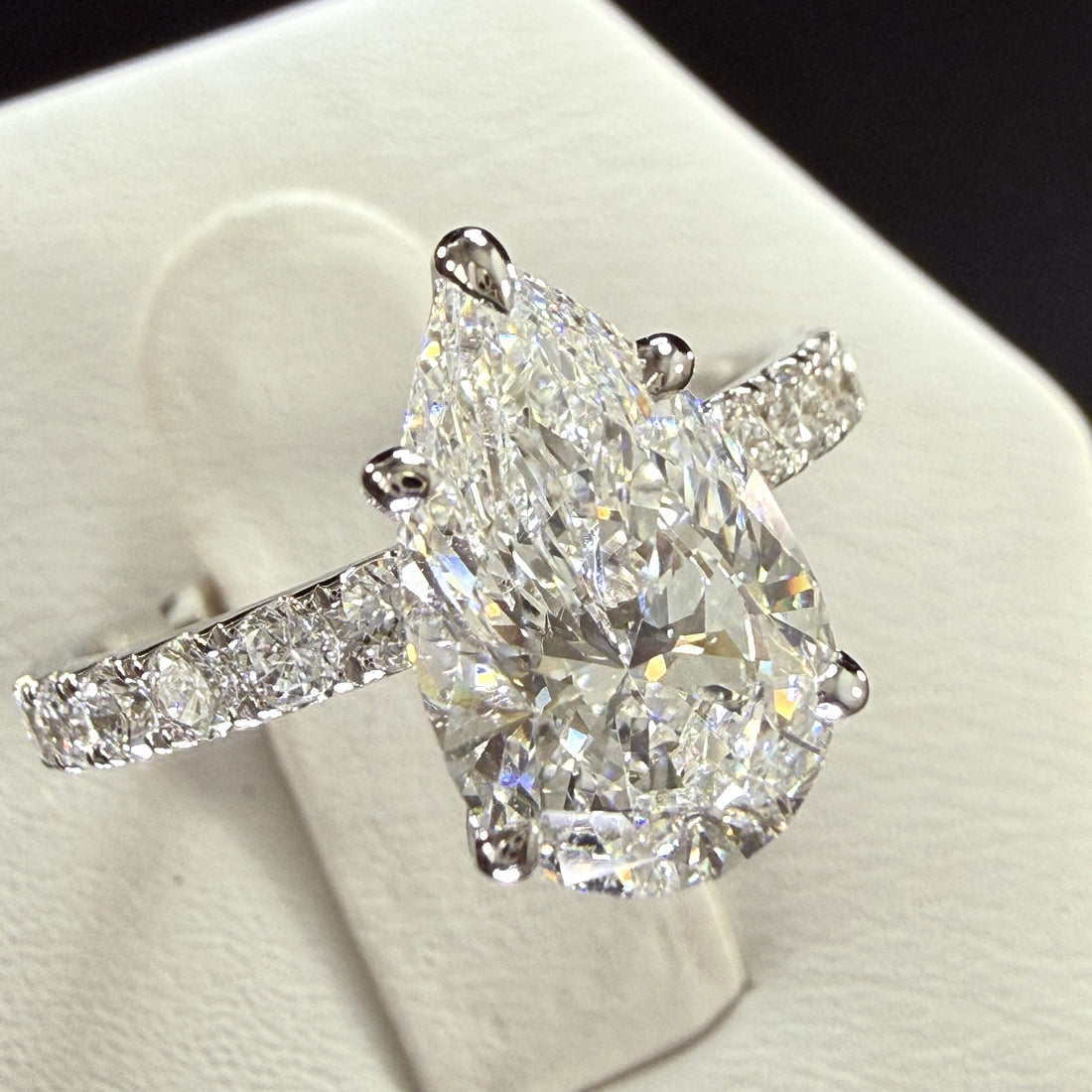 2.75ct Pear Cut Lab Grown Diamond IGI Certified 14K White Gold Engagement Ring