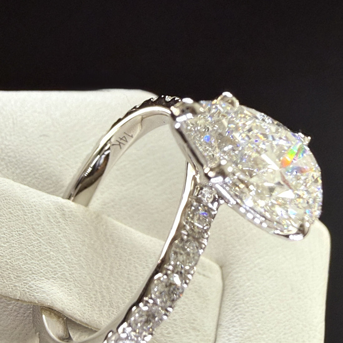 2.75ct Pear Cut Lab Grown Diamond IGI Certified 14K White Gold Engagement Ring
