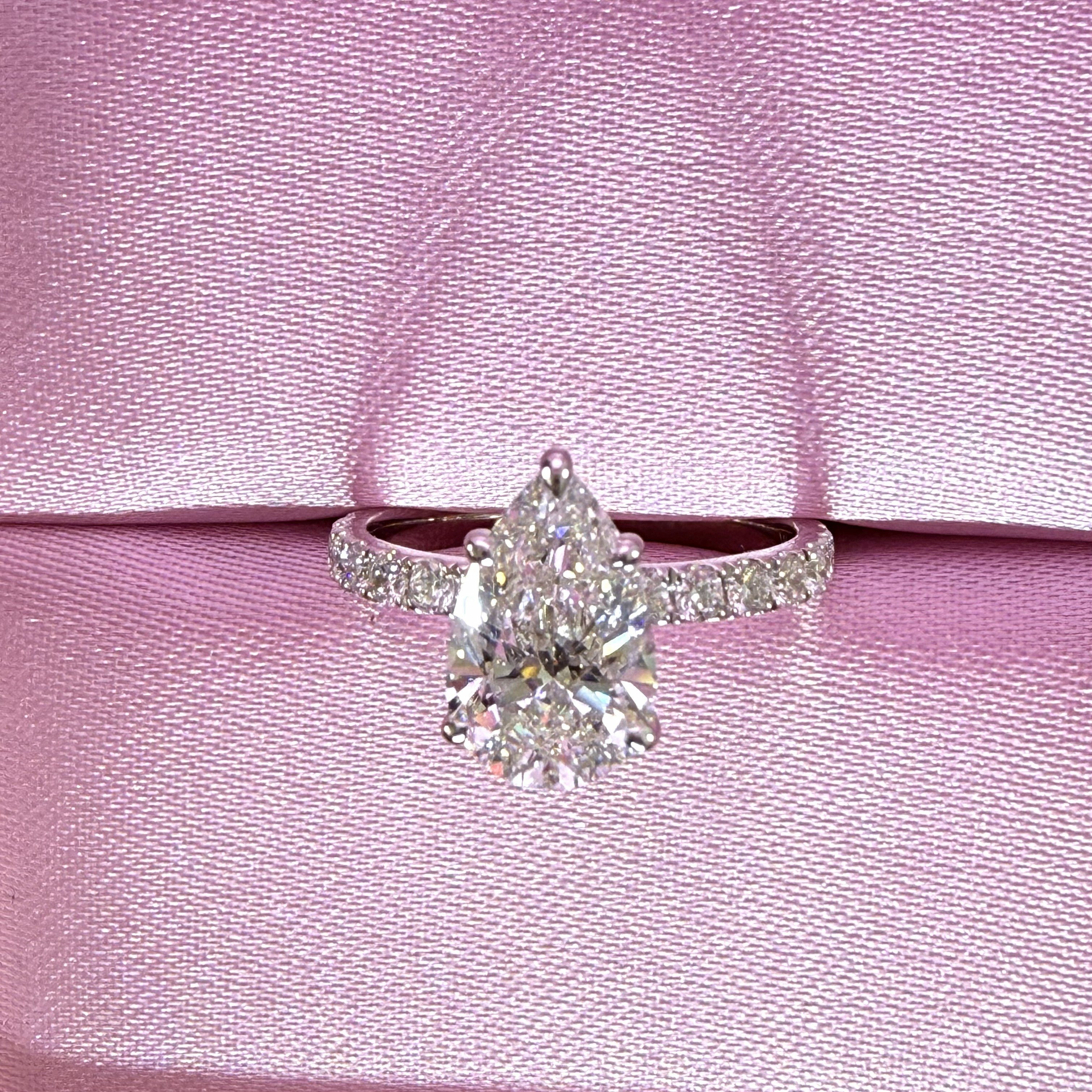 2.75ct Pear Cut Lab Grown Diamond IGI Certified 14K White Gold Engagement Ring