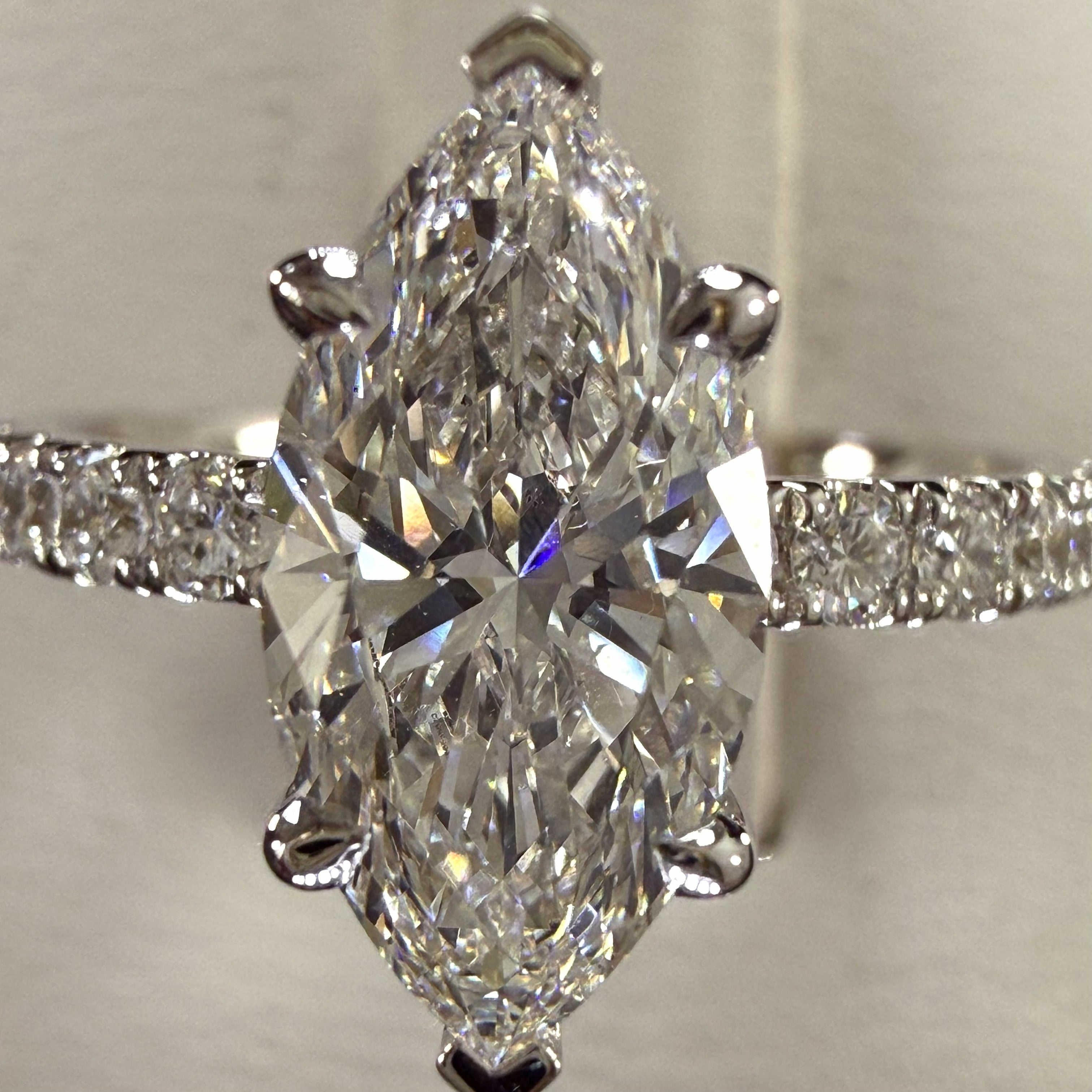 2.25ct Total Weight Marquise Cut Diamond IGI Certified 14K White Gold Engagement Ring