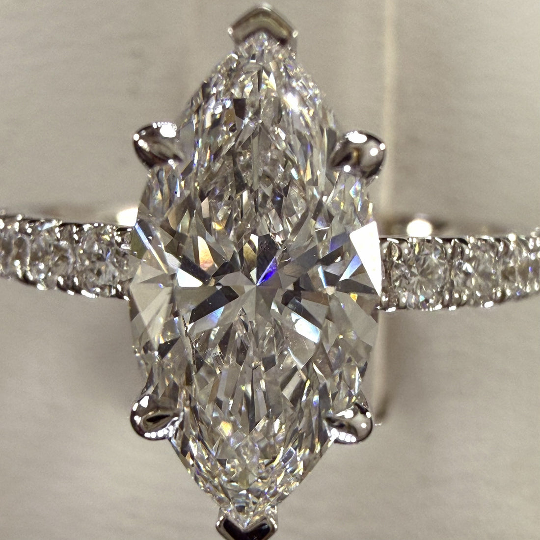 2.25ct Total Weight Marquise Cut Diamond IGI Certified 14K White Gold Engagement Ring