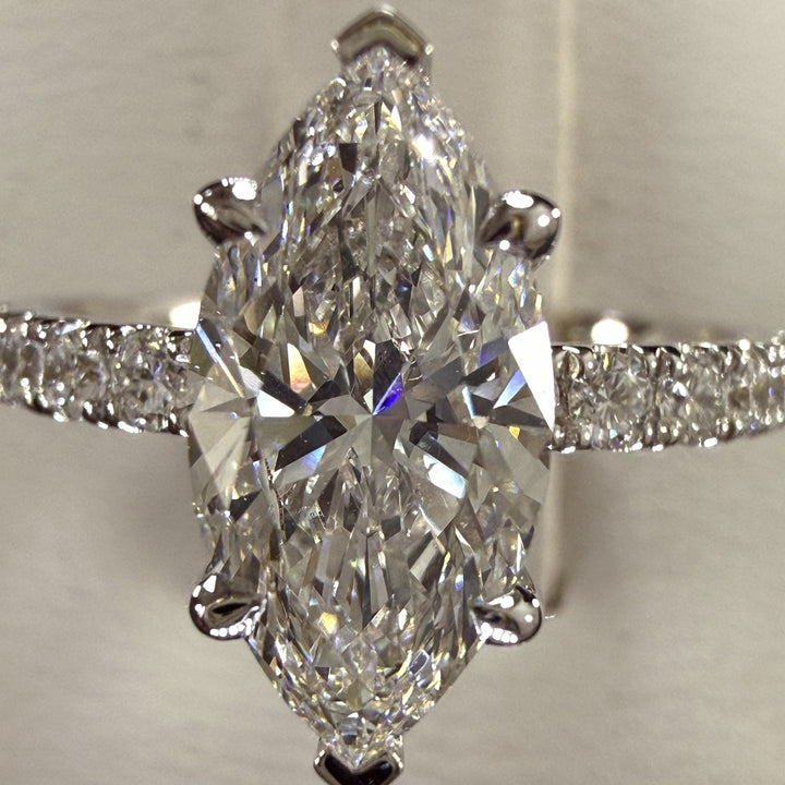 2.25ct Total Weight Marquise Cut Diamond IGI Certified 14K White Gold Engagement Ring