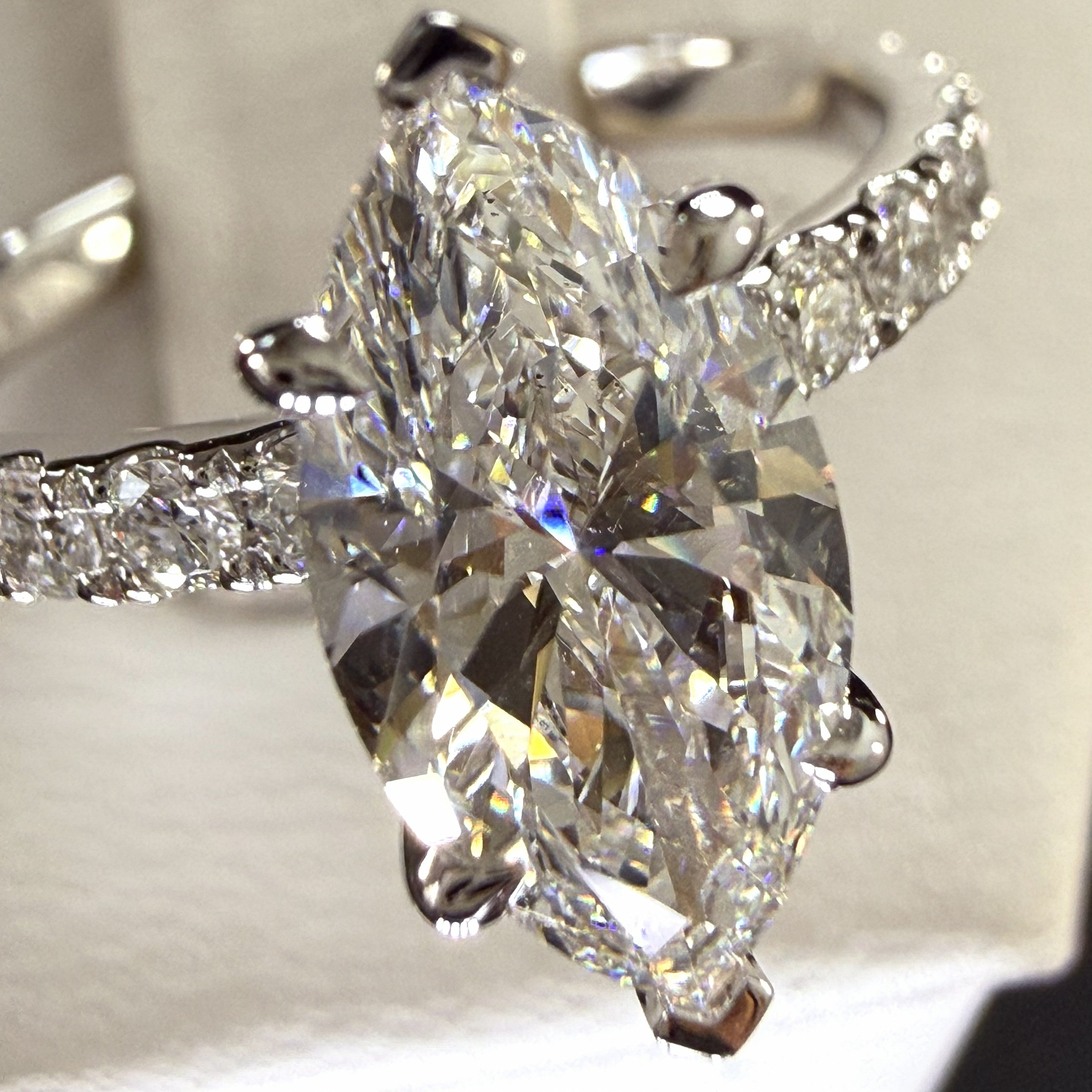 2.25ct Total Weight Marquise Cut Diamond IGI Certified 14K White Gold Engagement Ring