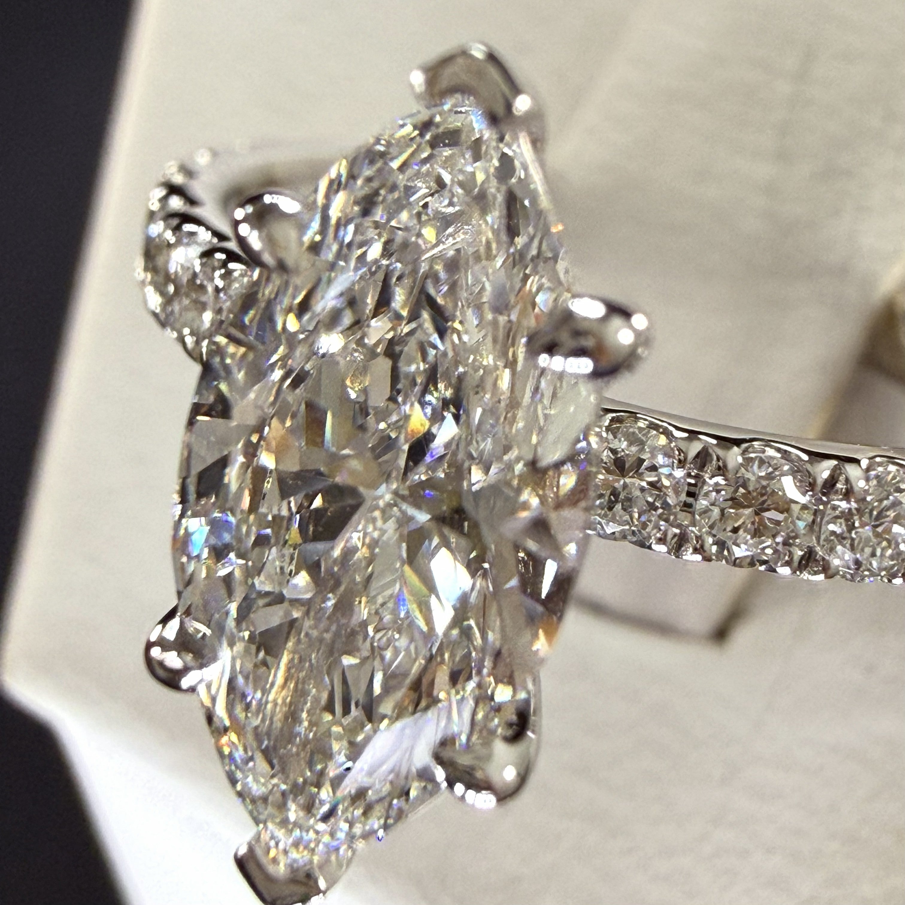 2.25ct Total Weight Marquise Cut Diamond IGI Certified 14K White Gold Engagement Ring