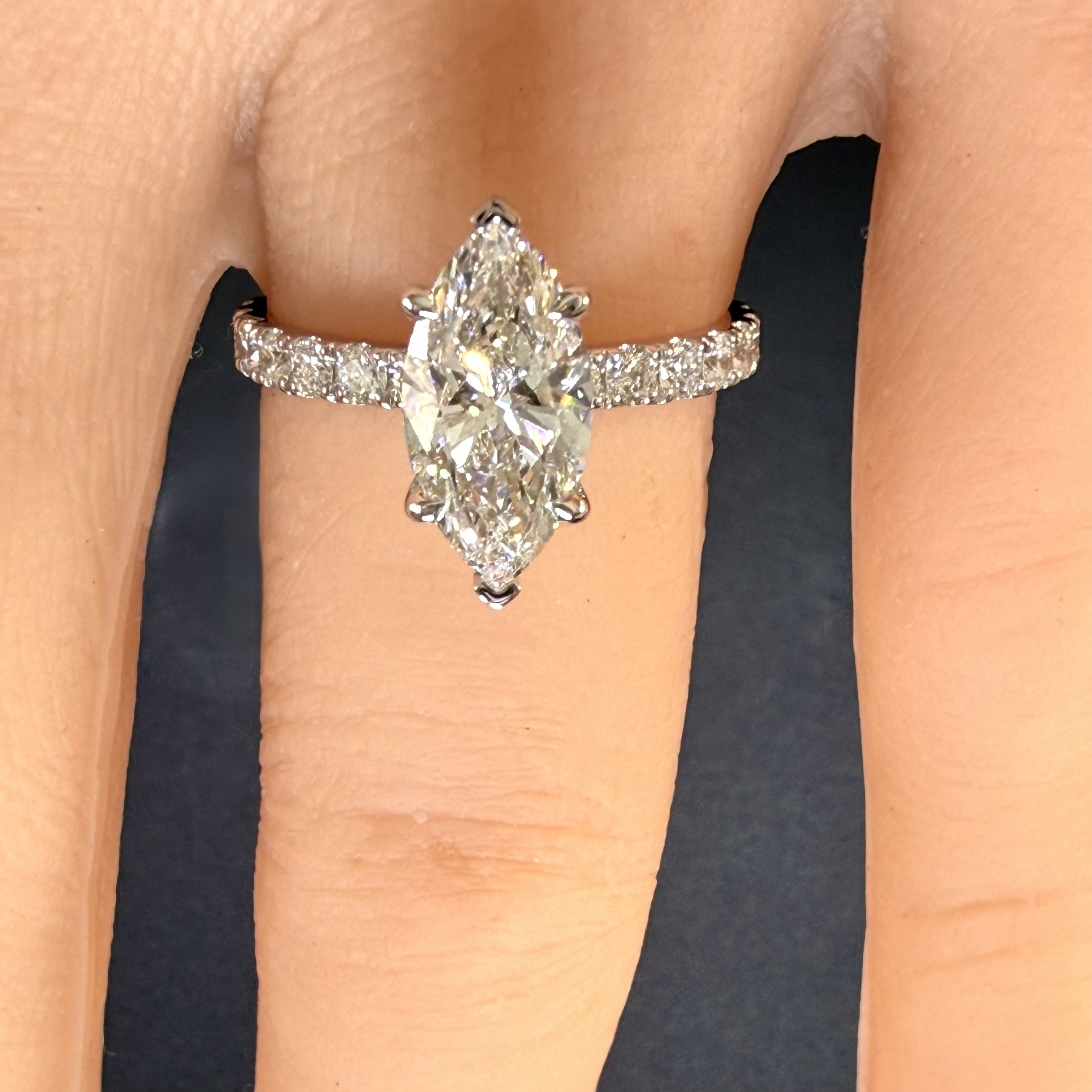 2.25ct Total Weight Marquise Cut Diamond IGI Certified 14K White Gold Engagement Ring